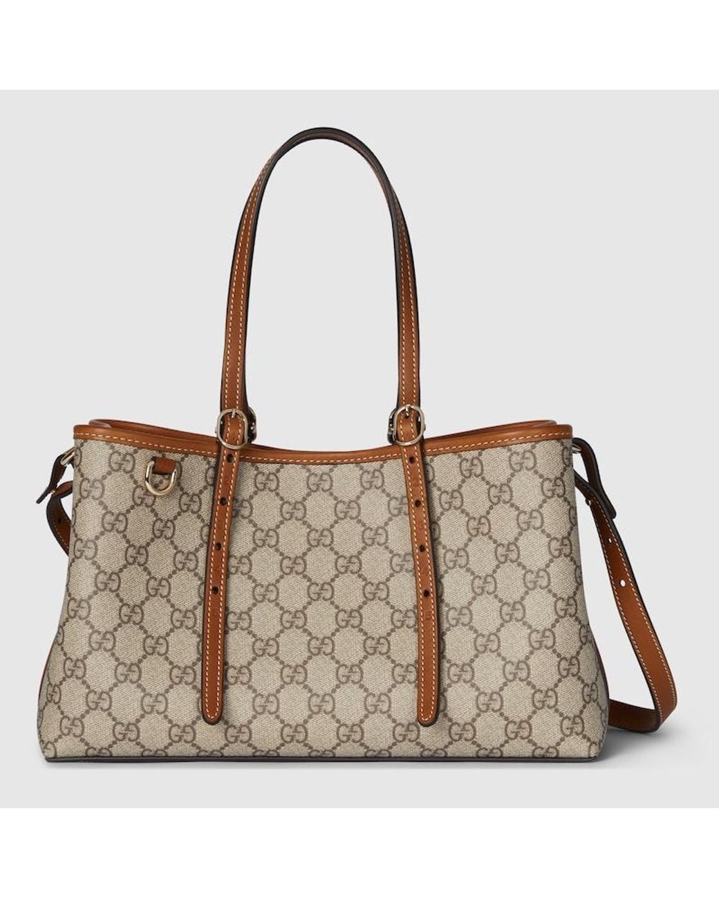 Gucci Brown Gg Emblem Medium Tote Bag, Gg Canvas