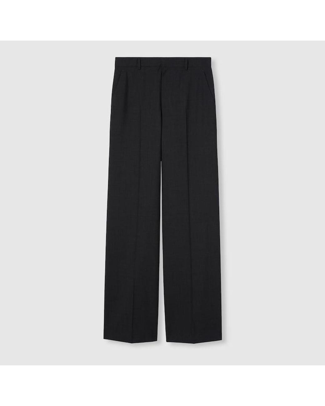 Gucci Black Wool Pants With Logo, Size 38 It, Ready-To-Wear