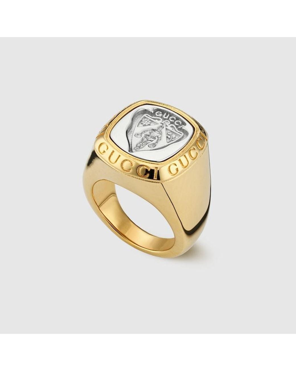 Gucci Metallic Crest Signet Ring