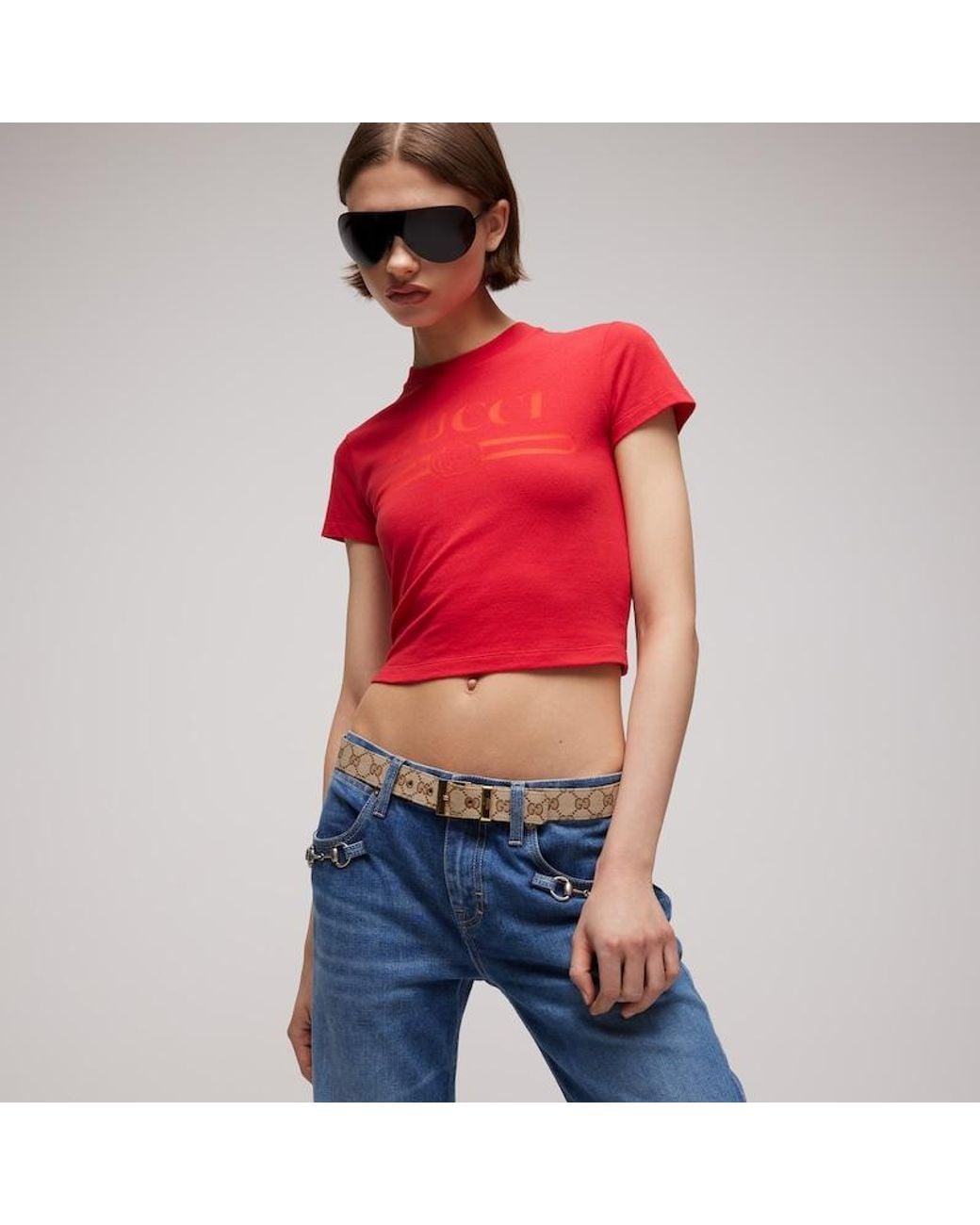 Gucci Brown Belt With Squared Buckle, Size 95, Gg Canvas