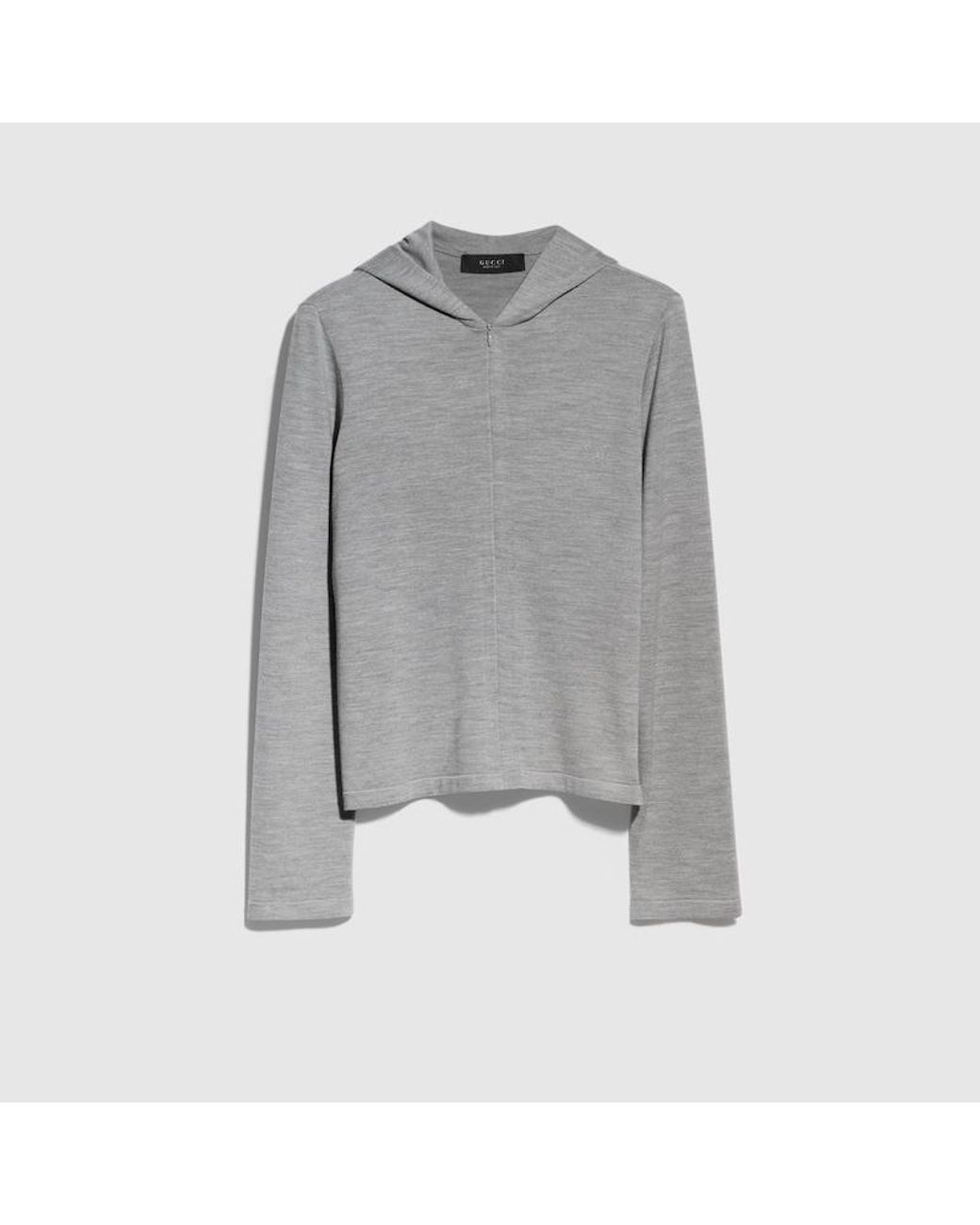 Gucci Gray Wool Silk Blend Hooded Cardigan for men