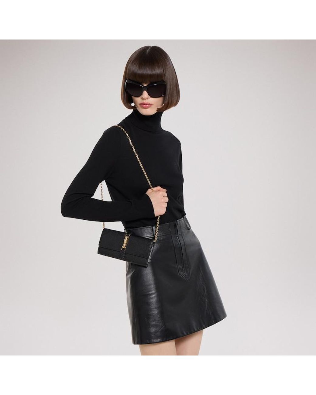 Gucci Black Jackie Wallet On Chain, Leather