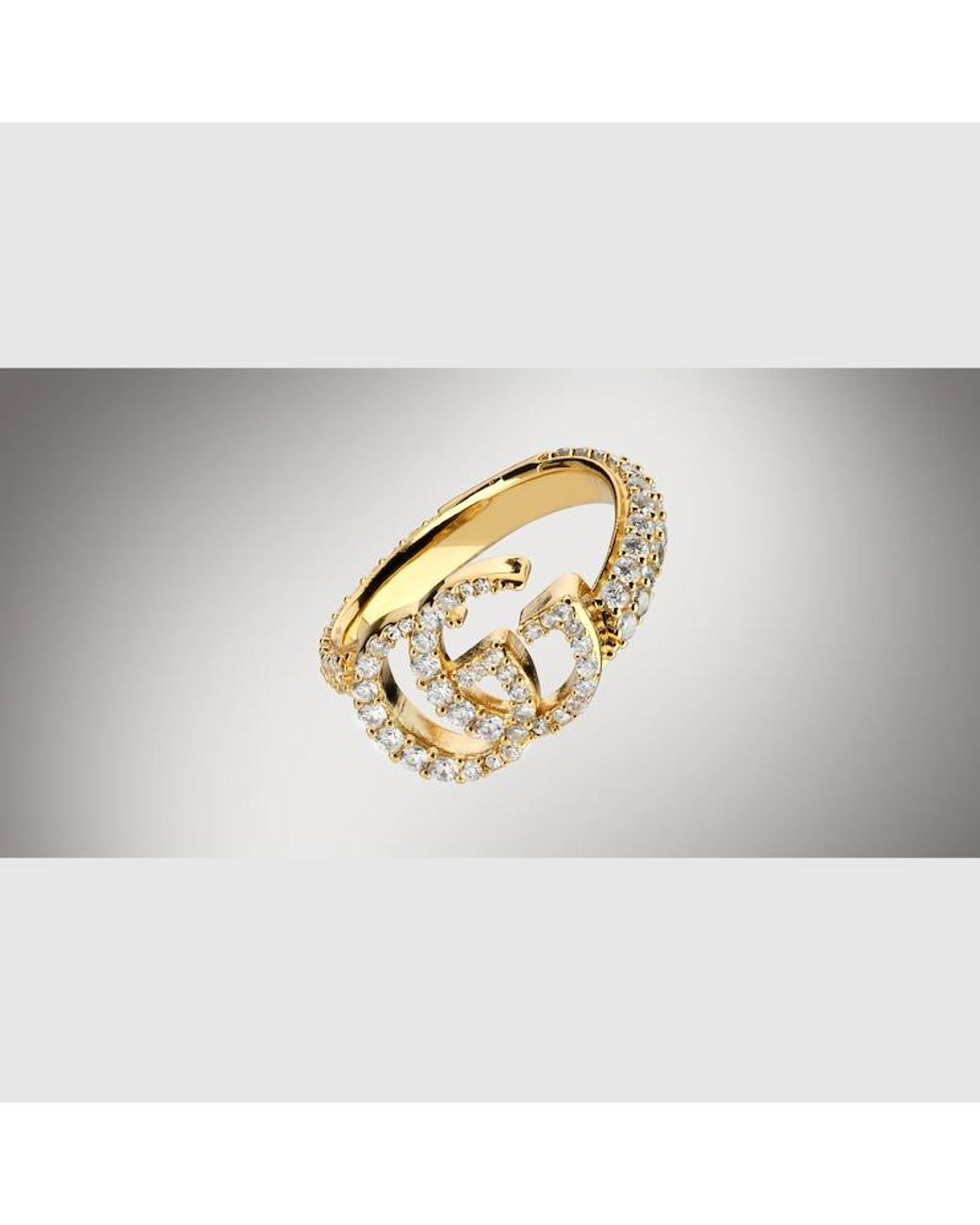 Gucci Metallic Gg Marmont Crystal Ring