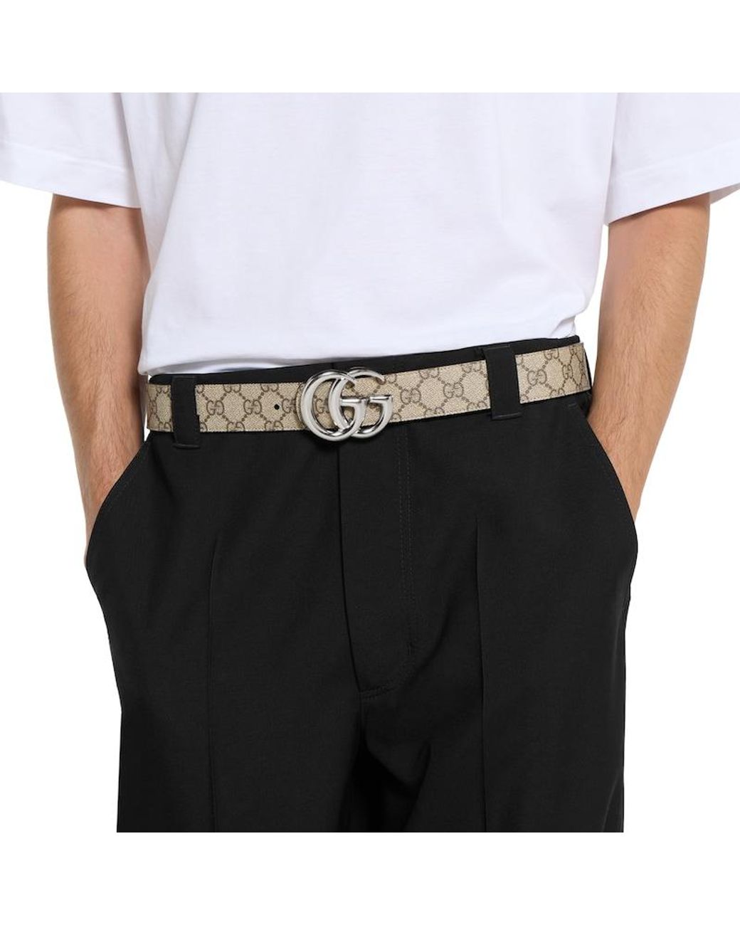 Gucci Black Reversible Gg Marmont Belt, Size 100 for men