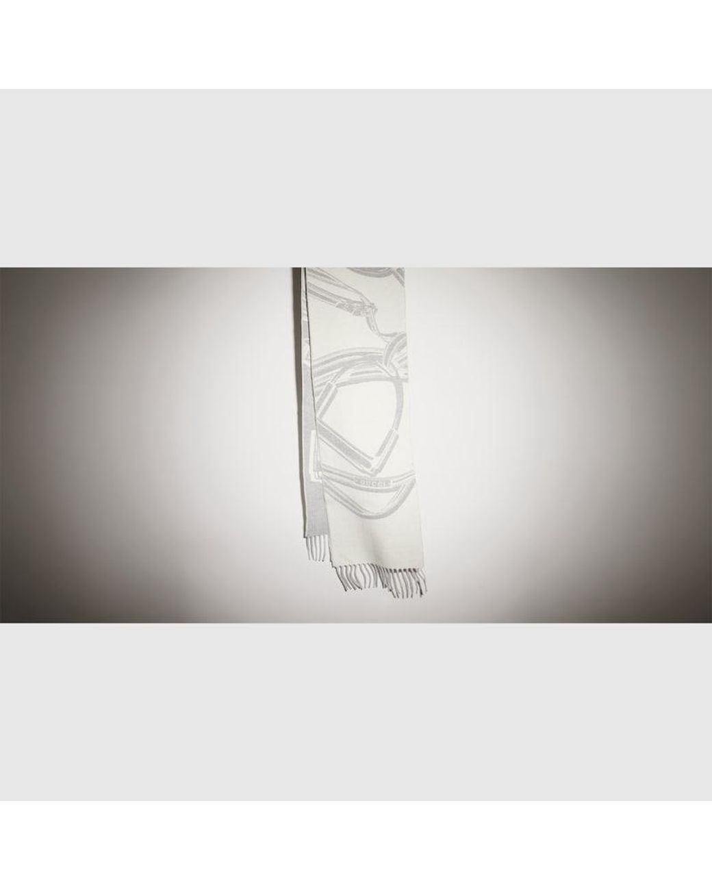 Gucci White Horsebit Wool Cashmere Scarf