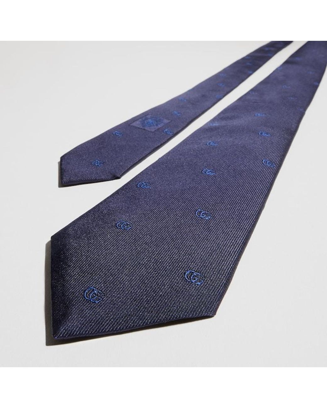 Gucci Blue Double G Silk Jacquard Tie for men