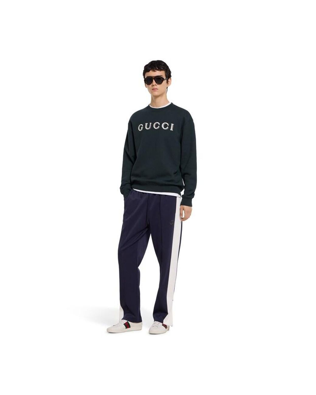 Gucci Blue Cotton Jersey Sweatshirt With Embroidery, Ready-To-Wear for men