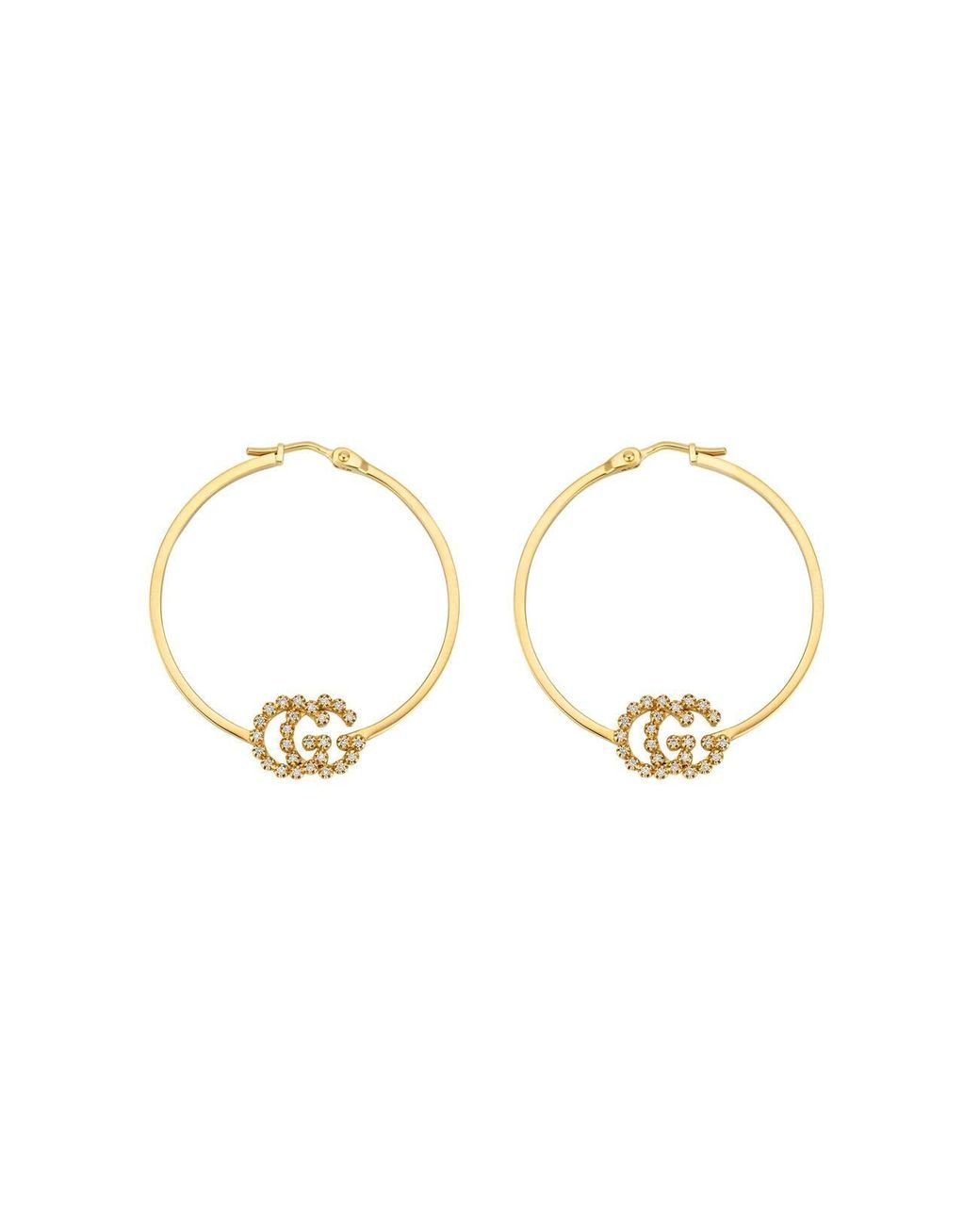 Gucci GG Running Earrings With Diamonds, Small in Silver (Metallic) - Lyst
