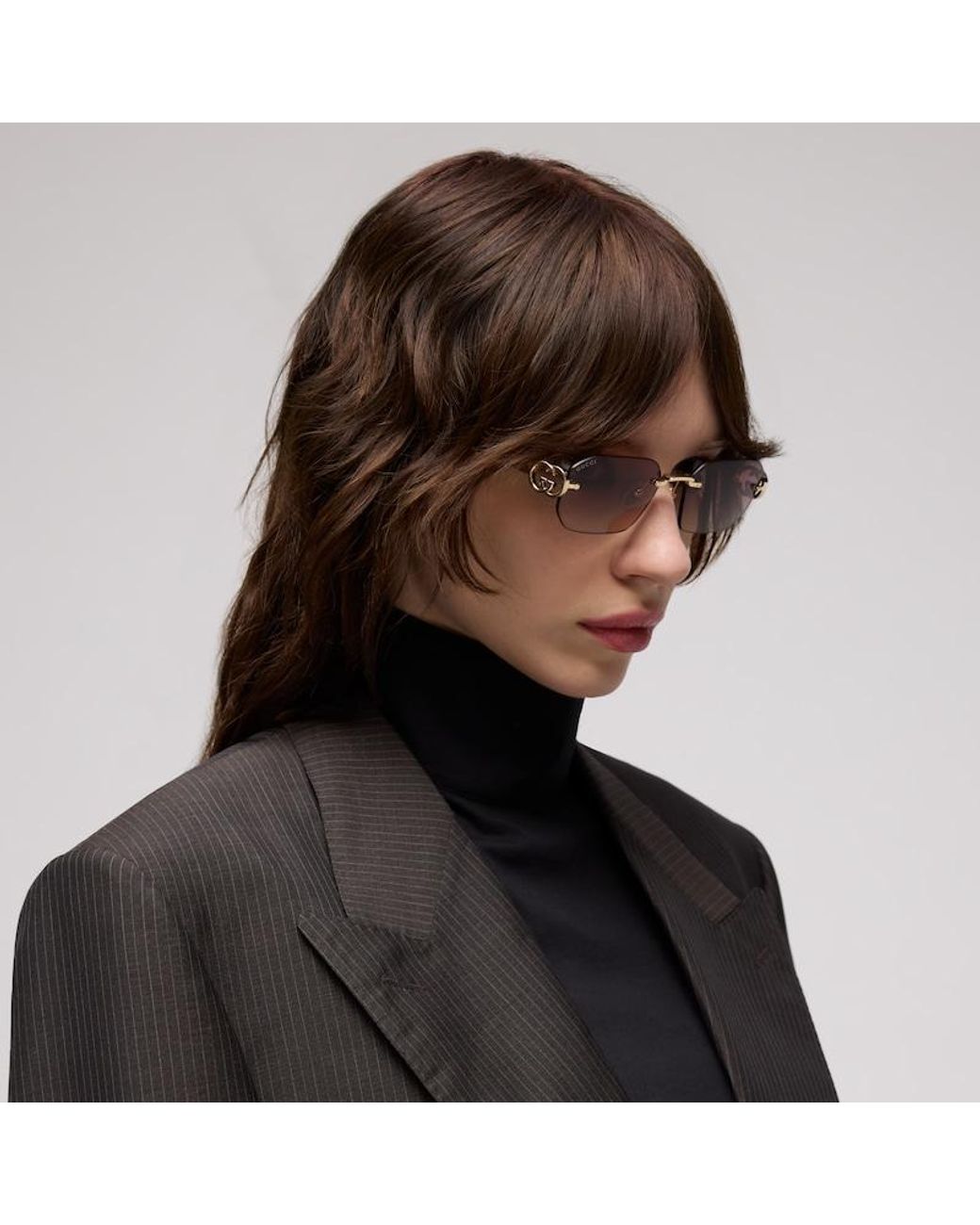 Gucci Pink Rectangular-Frame Sunglasses