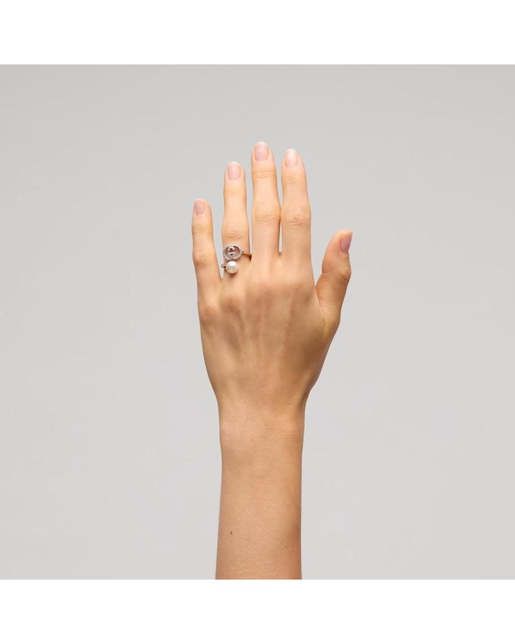 Gucci Metallic Pearl And Crystal Ring