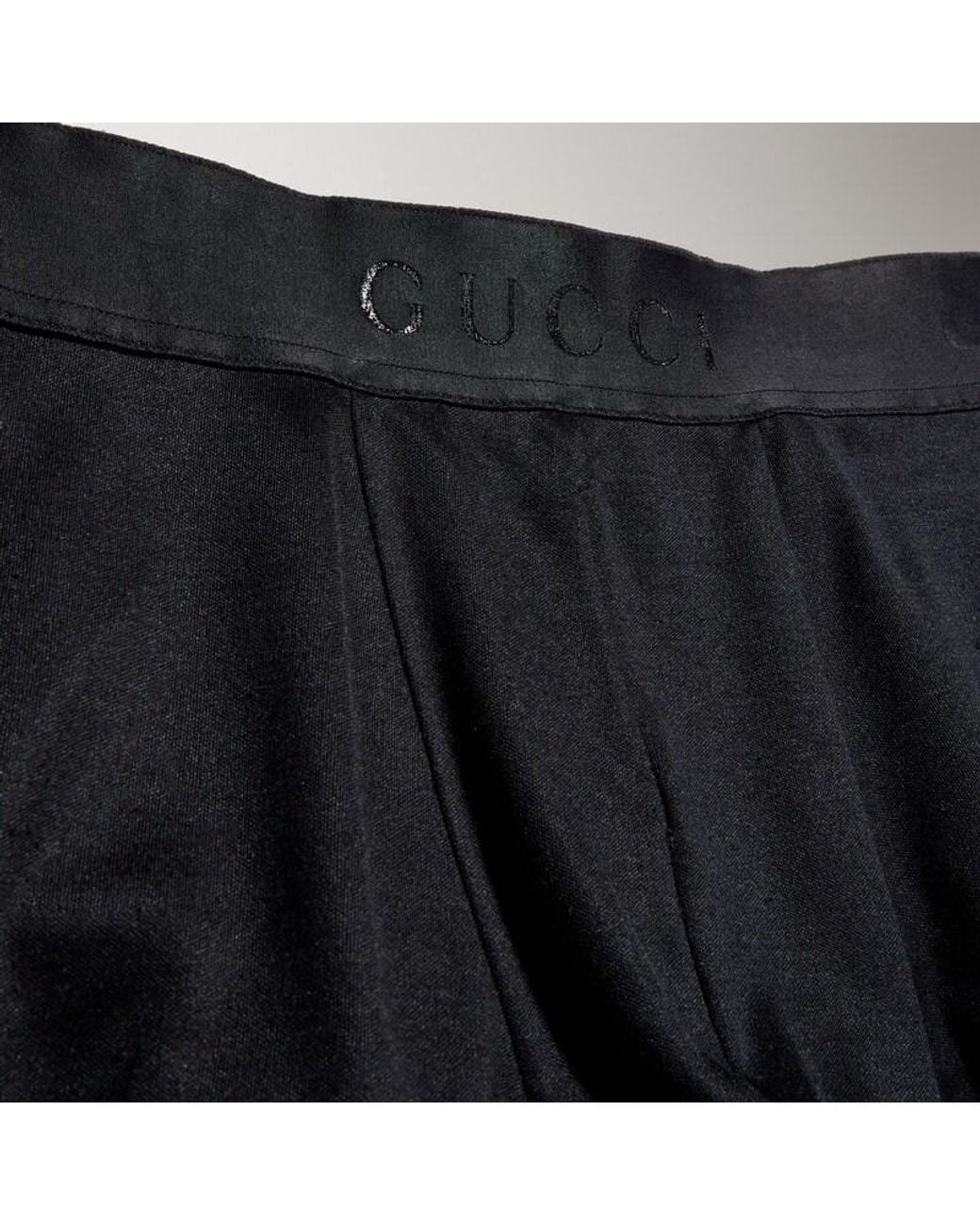 Gucci Black Light Silk Jersey Trunks With Print for men