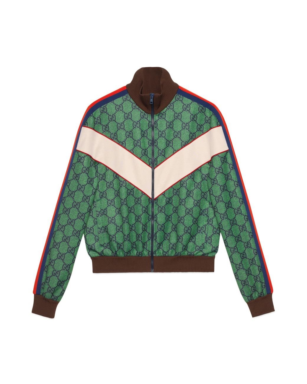 Gucci GG Jersey Zip Jacket With Web in Green for Men | Lyst Canada