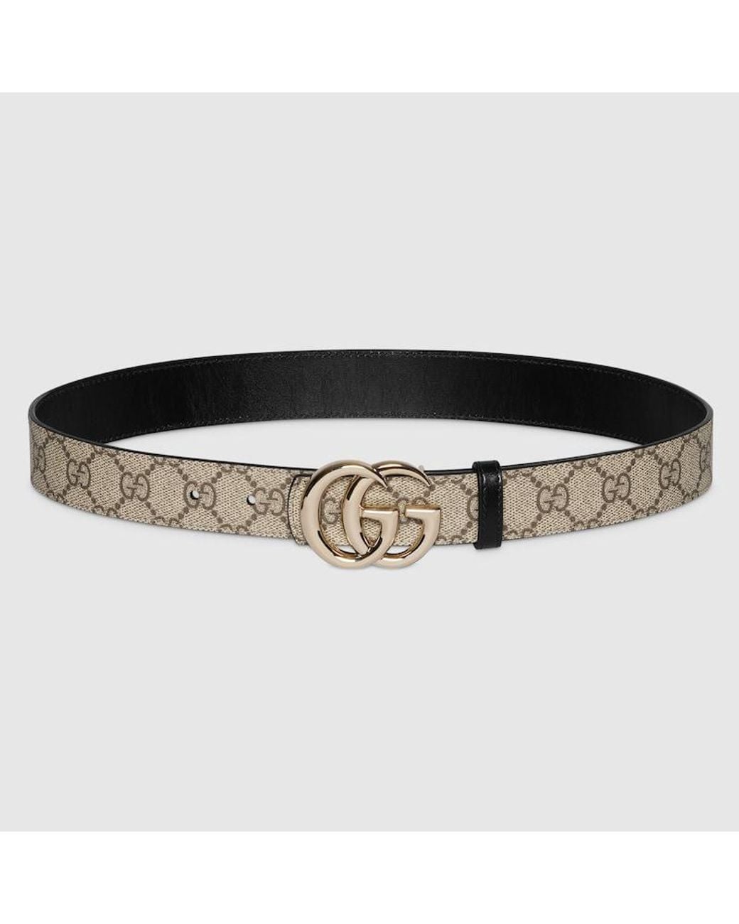 Gucci Black Reversible Gg Marmont Belt, Gg Canvas