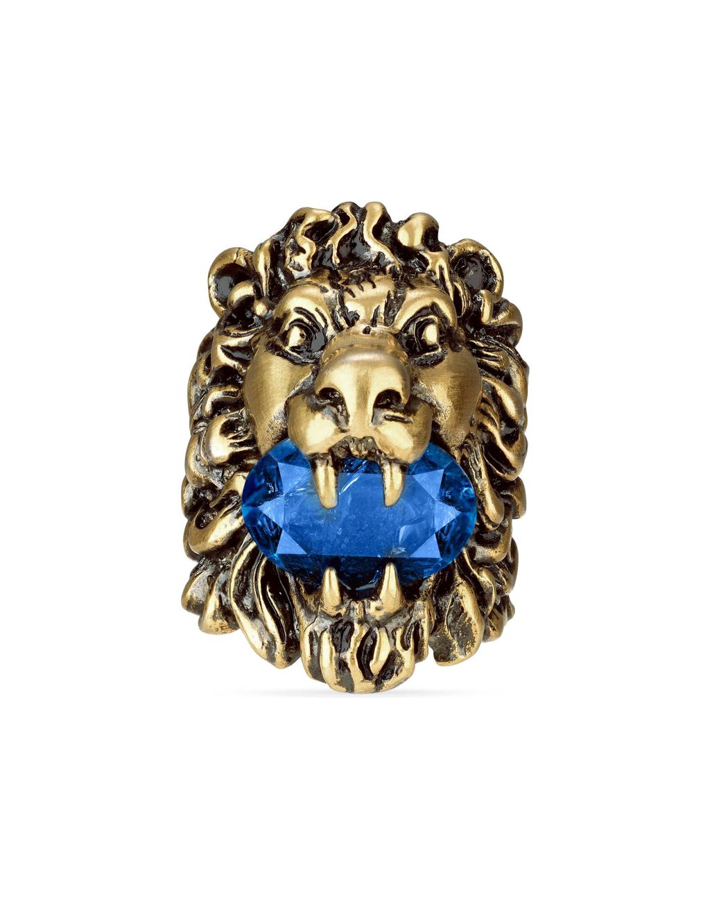Anillo con cabeza de leon y cristal azul Gucci de color Azul Lyst