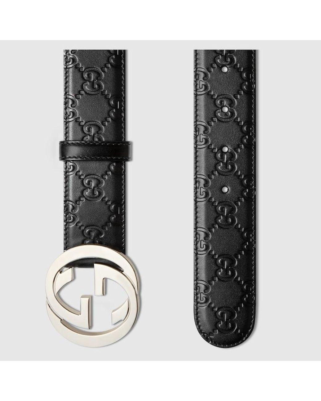 Gucci Black Signature 4Cm Belt With Gg Buckle for men