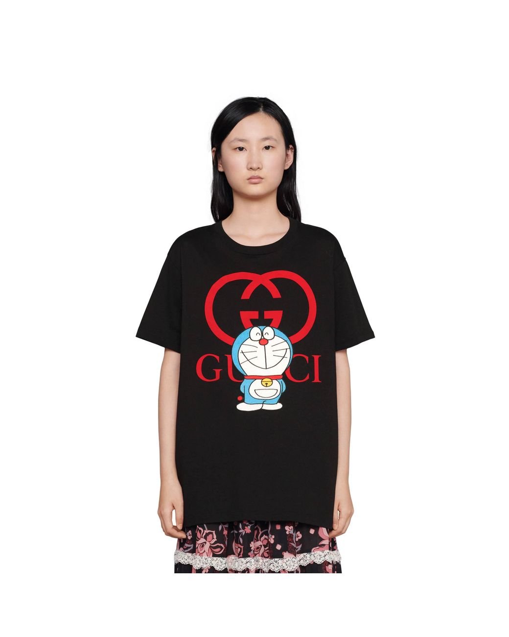 確保済★DORAEMON x GUCCI コットンTシャツ Gucci Doraemon X Cotton T-shirt in Black | Lyst