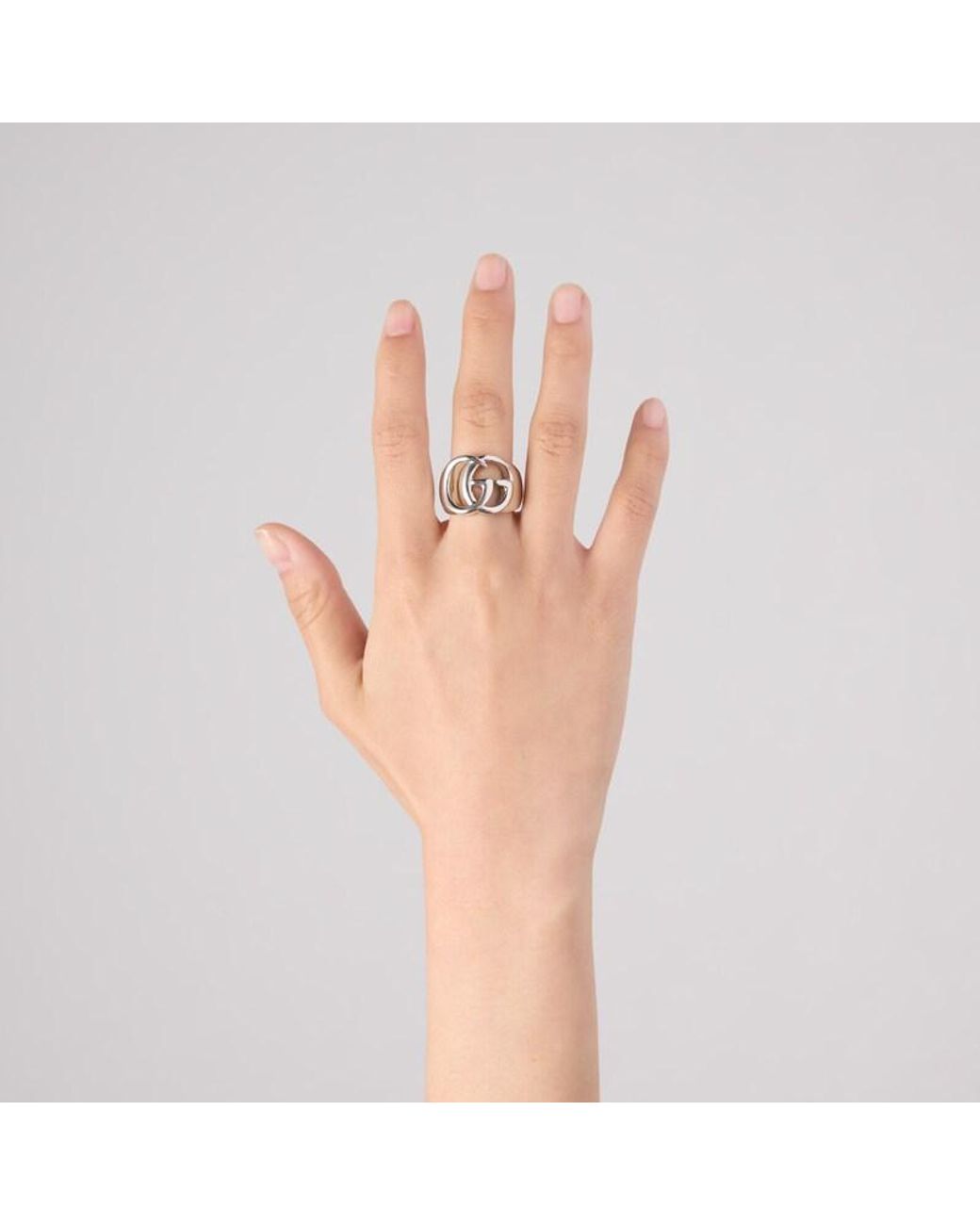 Gucci Metallic Gg Marmont Cut-Out Wide Ring