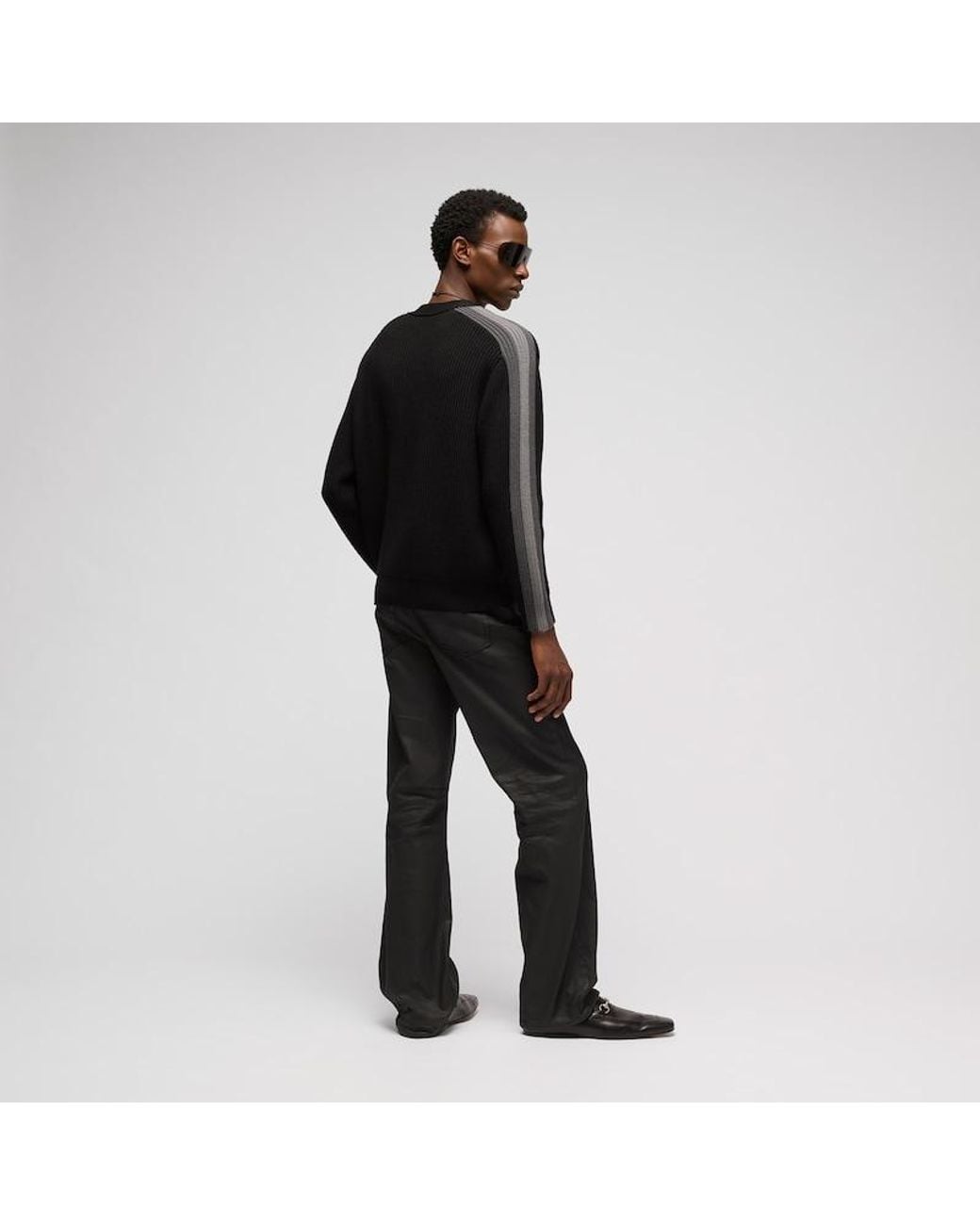 Gucci Black Rib Wool Cardigan With Muted Web, Size M, Ready-To-Wear for men