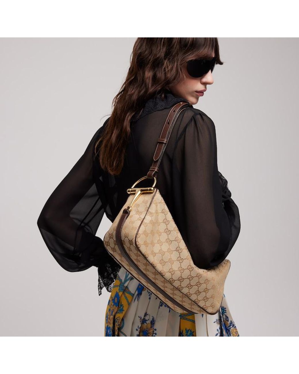 Gucci Metallic Half Horsebit Medium Shoulder Bag