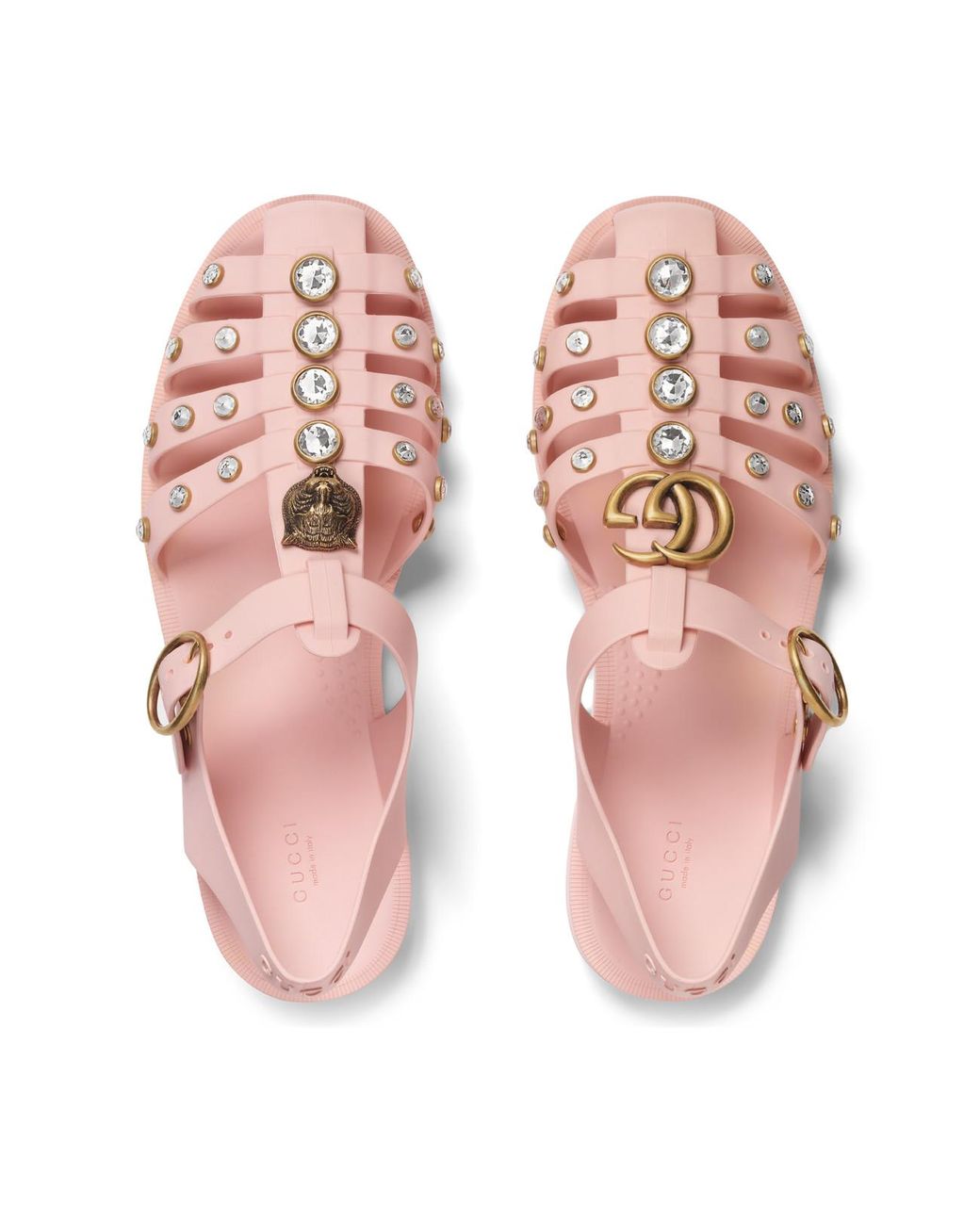 Gucci rubber sandals shop with crystals white