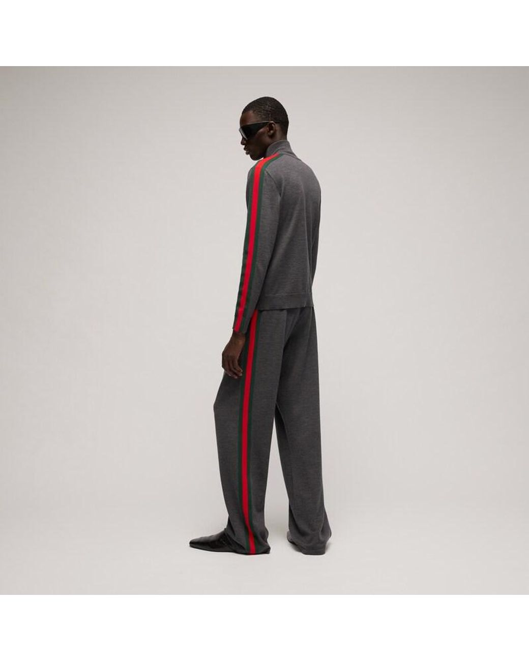 Gucci Gray Fine Wool Leisure Pants With Web for men