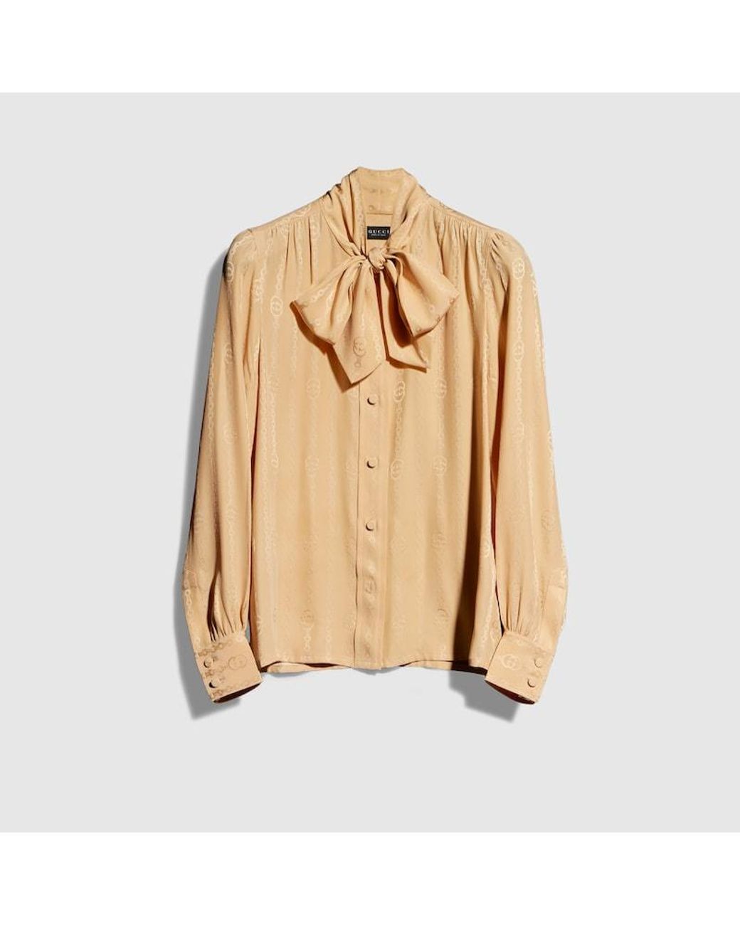 Gucci Natural Interlocking G Chain Silk Jacquard Shirt