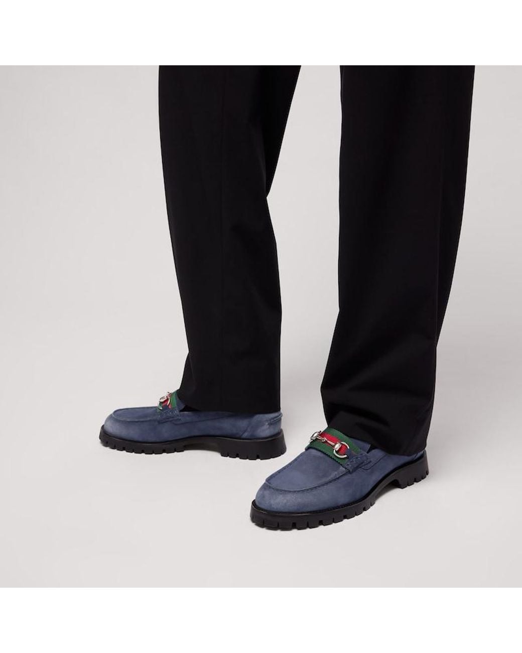 Gucci Blue Loafer With Horsebit And Lug Sole, Uk for men