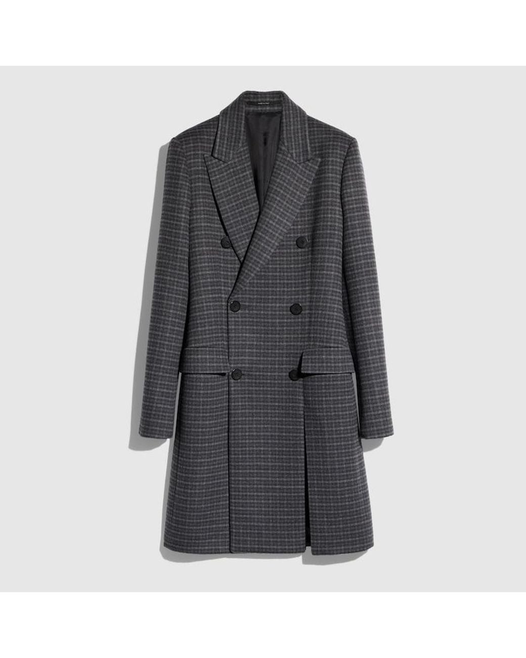 Gucci Gray Checked Wool Coat