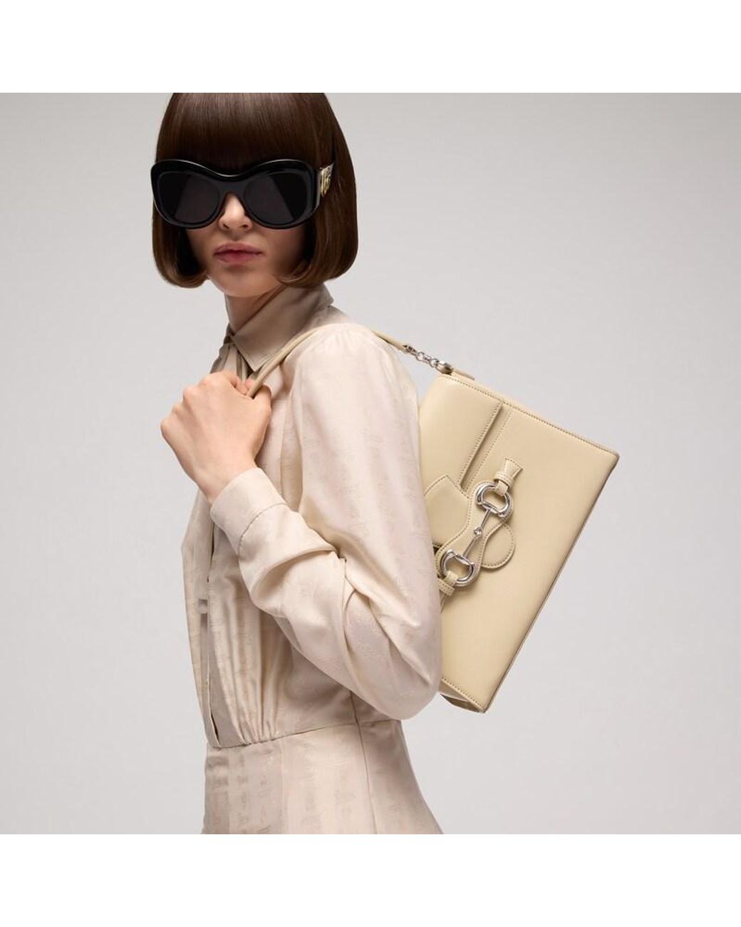 Gucci Natural Horsebit Duomo Medium Top Handle Bag