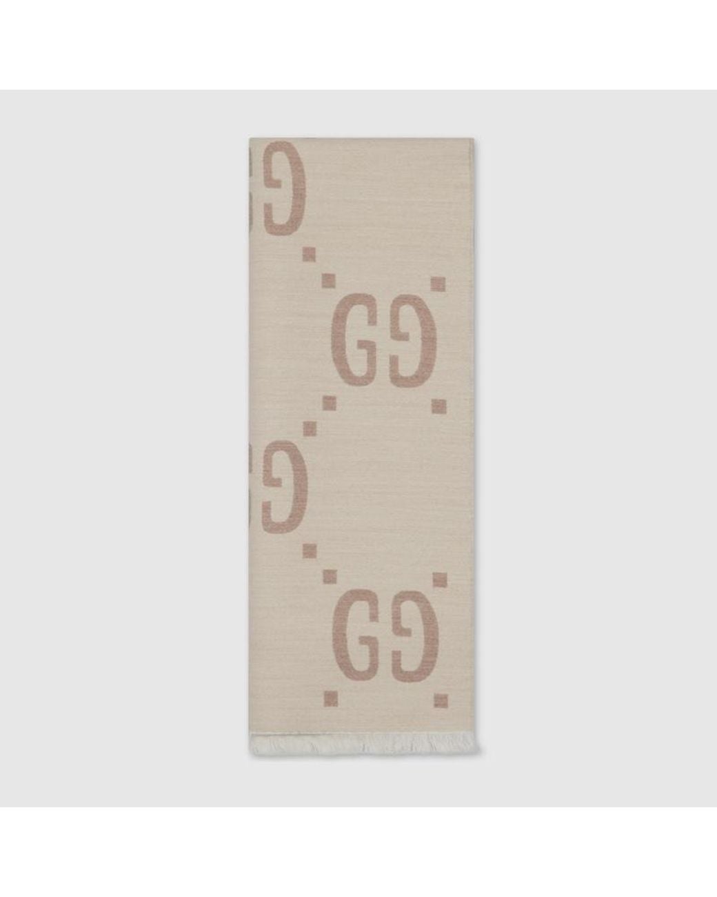 Gucci Natural Wool And Silk Gg Scarf for men