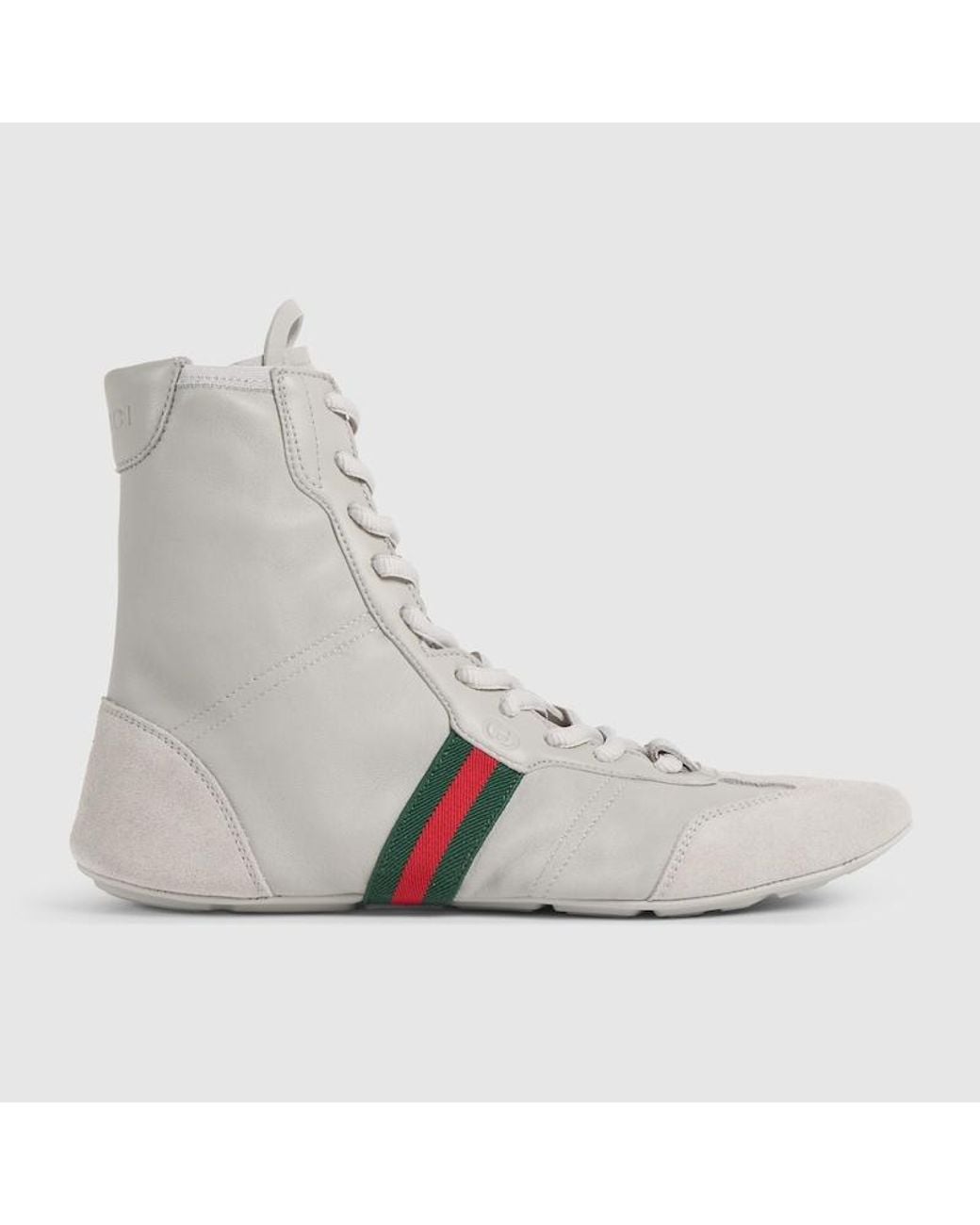Gucci White Flex High-Top Sneaker, Suede