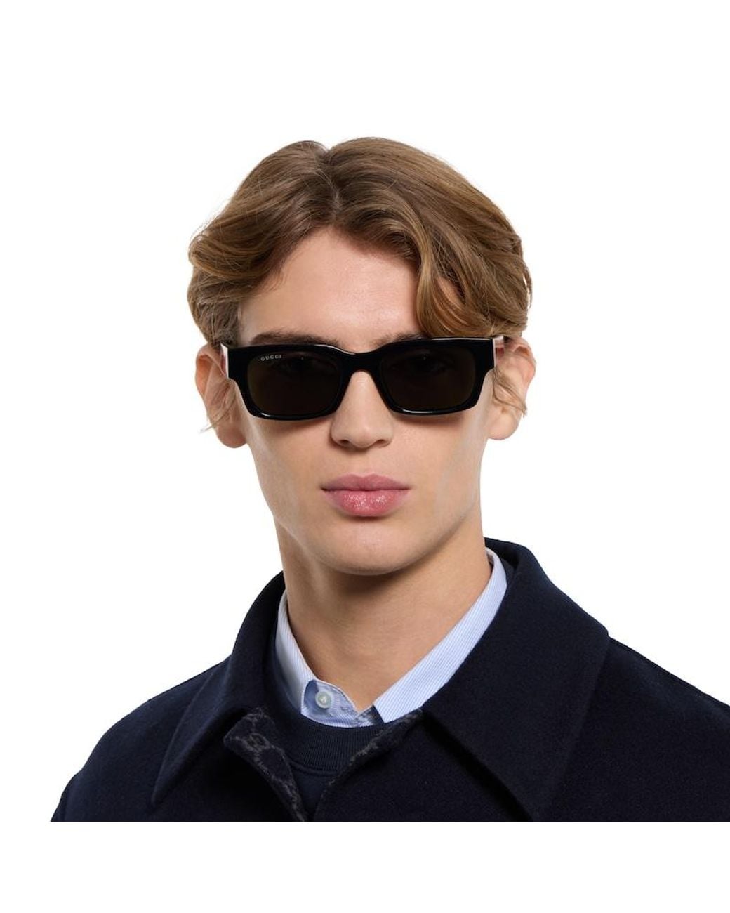 Gucci Black Rectangular Frame Sunglasses for men