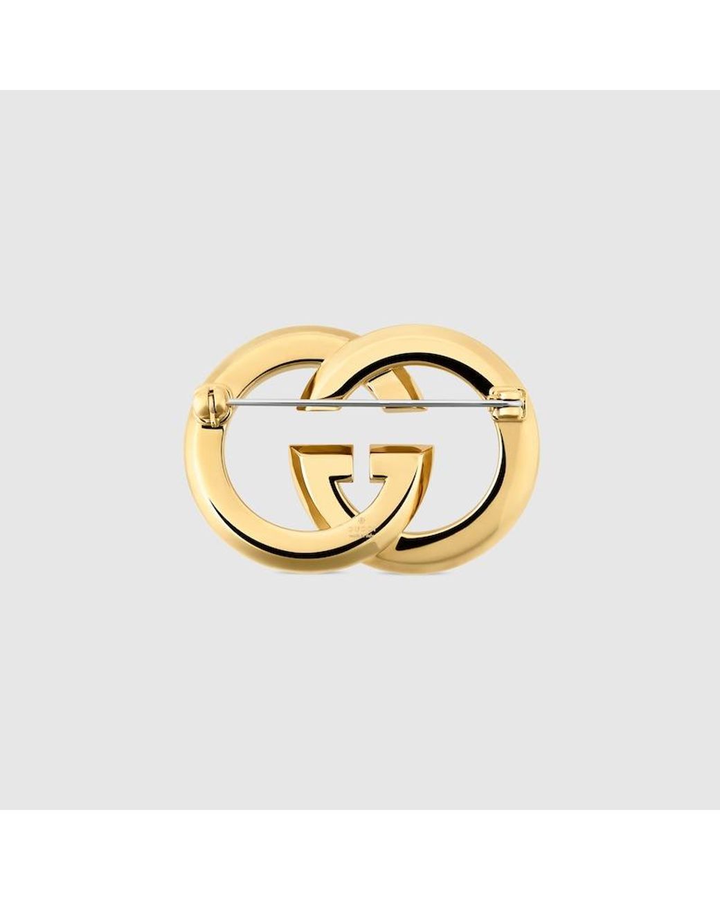 Gucci Metallic Interlocking Brosche Mit Kristallen