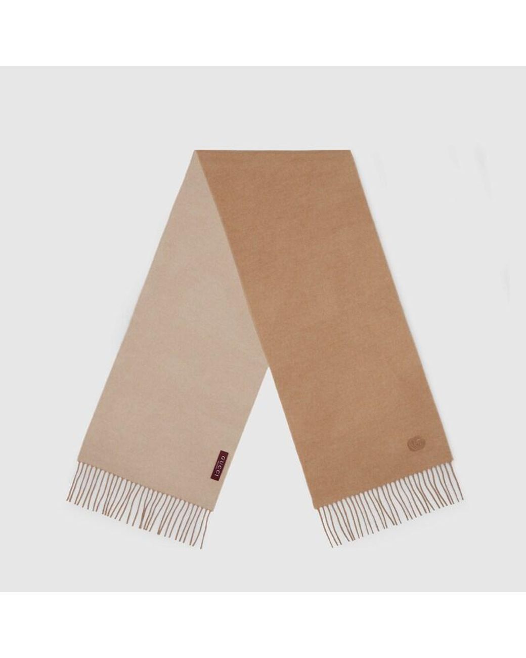 Gucci Natural Cashmere Scarf With Patch