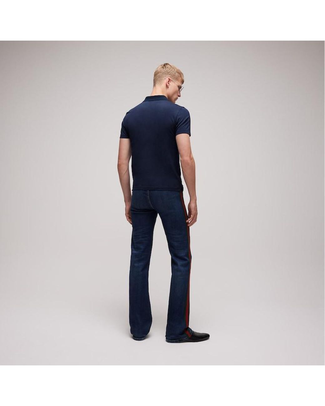 Gucci Blue Cotton Jersey Polo Shirt With Web for men