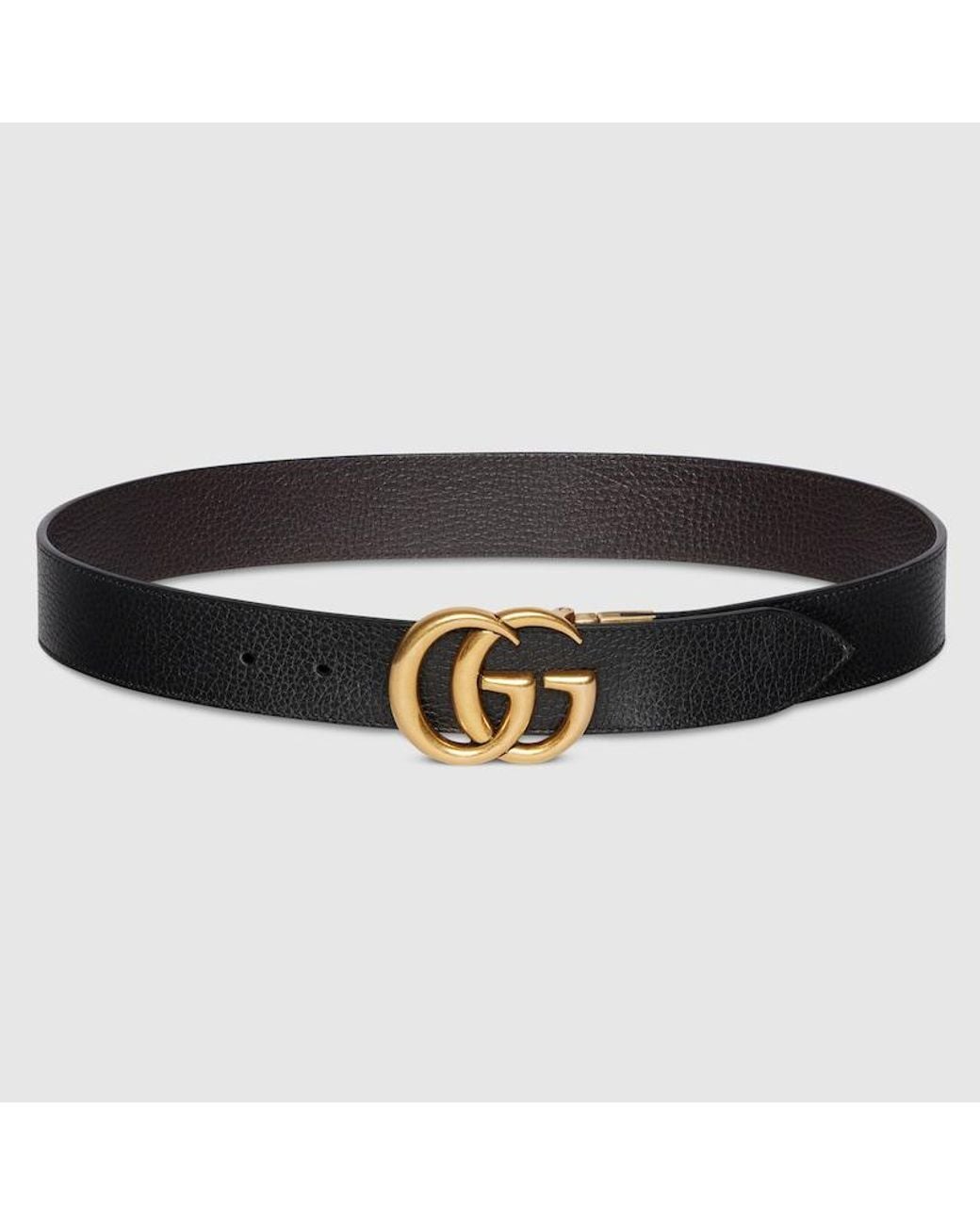 Gucci Black Reversible Leather Belt With Double G Buckle for men