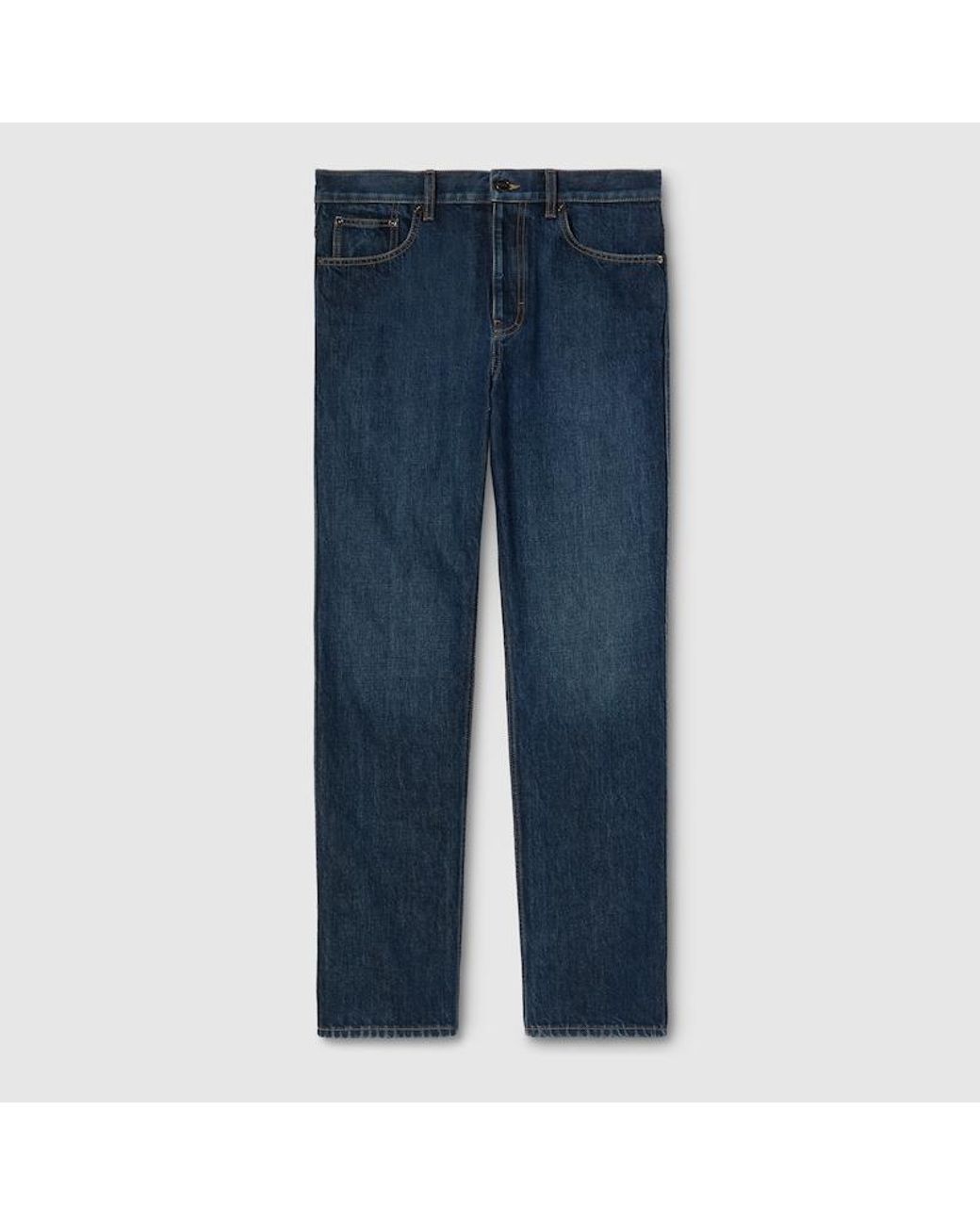 Gucci Blue Slim Fit Cotton Denim Trousers for men