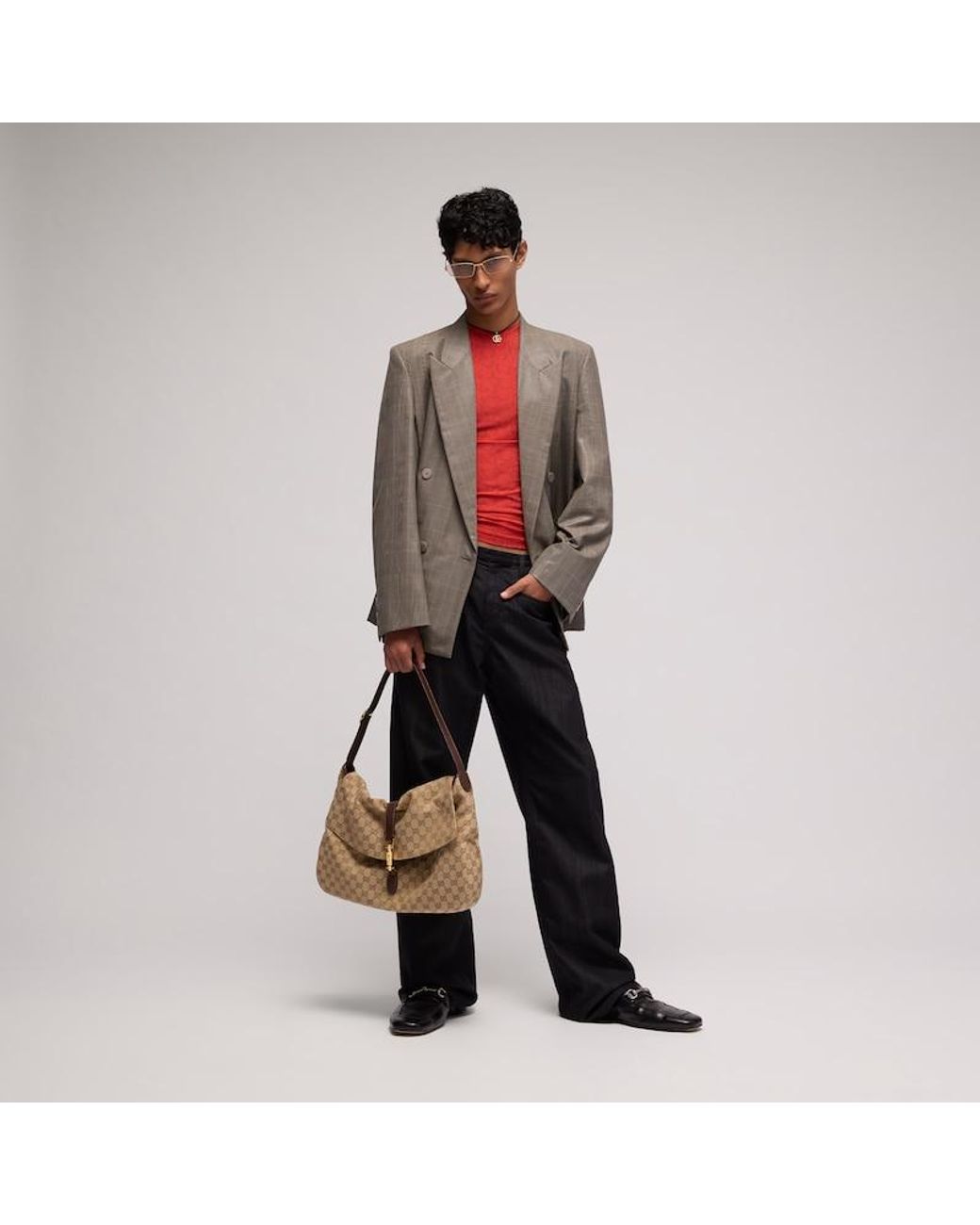 Gucci Brown Coated Prince Of Wales Wool Blend Jacket for men