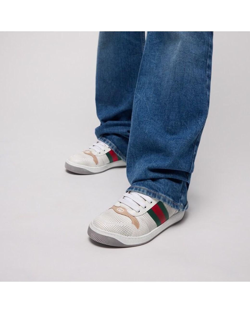 Gucci White Screener Sneakers, Uk