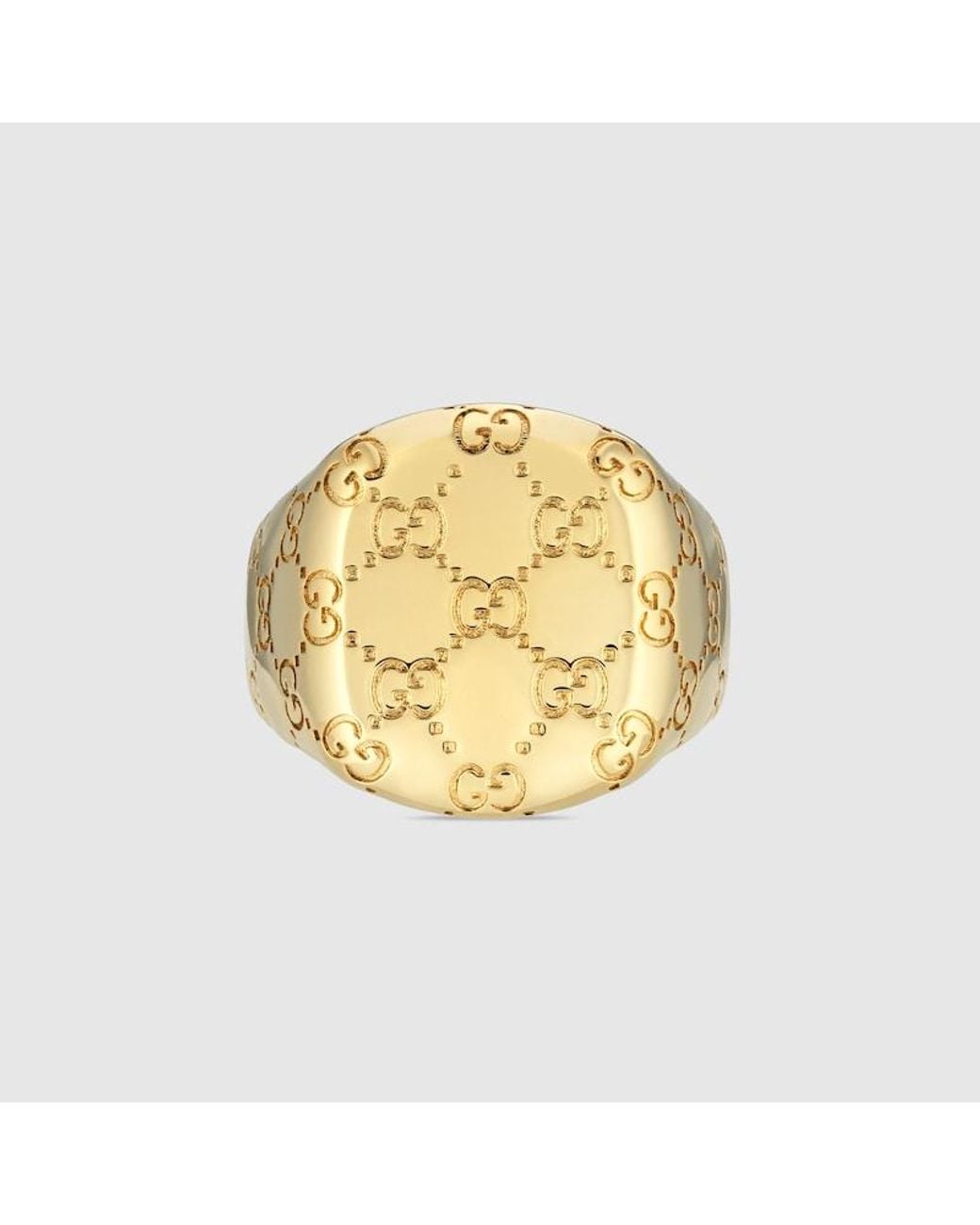 Gucci Metallic Gg Motif Signet Ring