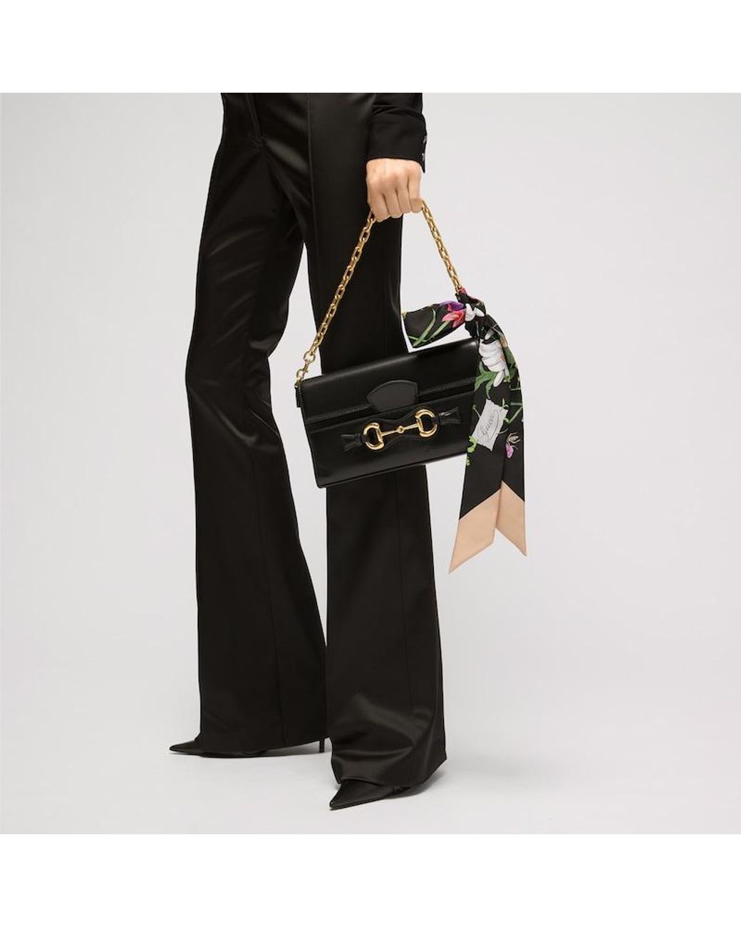 Gucci Black Printed Gg Silk Twill Ribbon, Silk