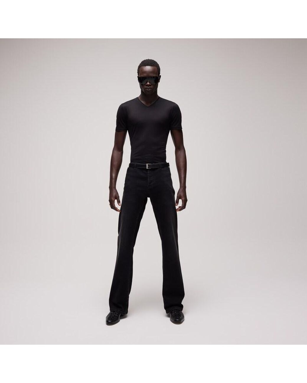 Gucci Black Belt With Squared Buckle, Size 100 for men