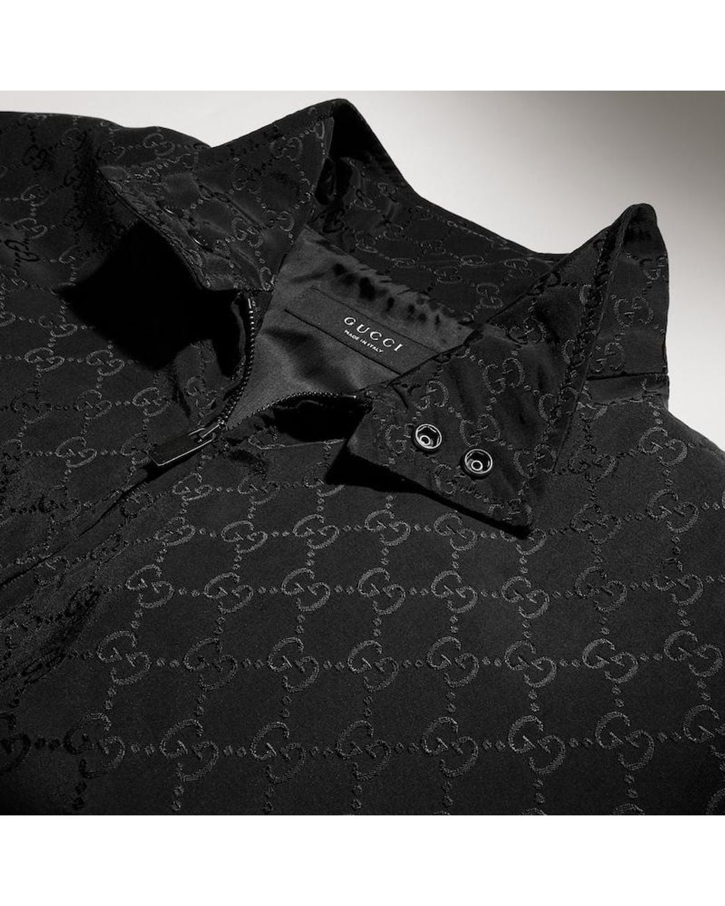 Gucci Black Gg Technical Cotton Jacquard Zip Jacket for men