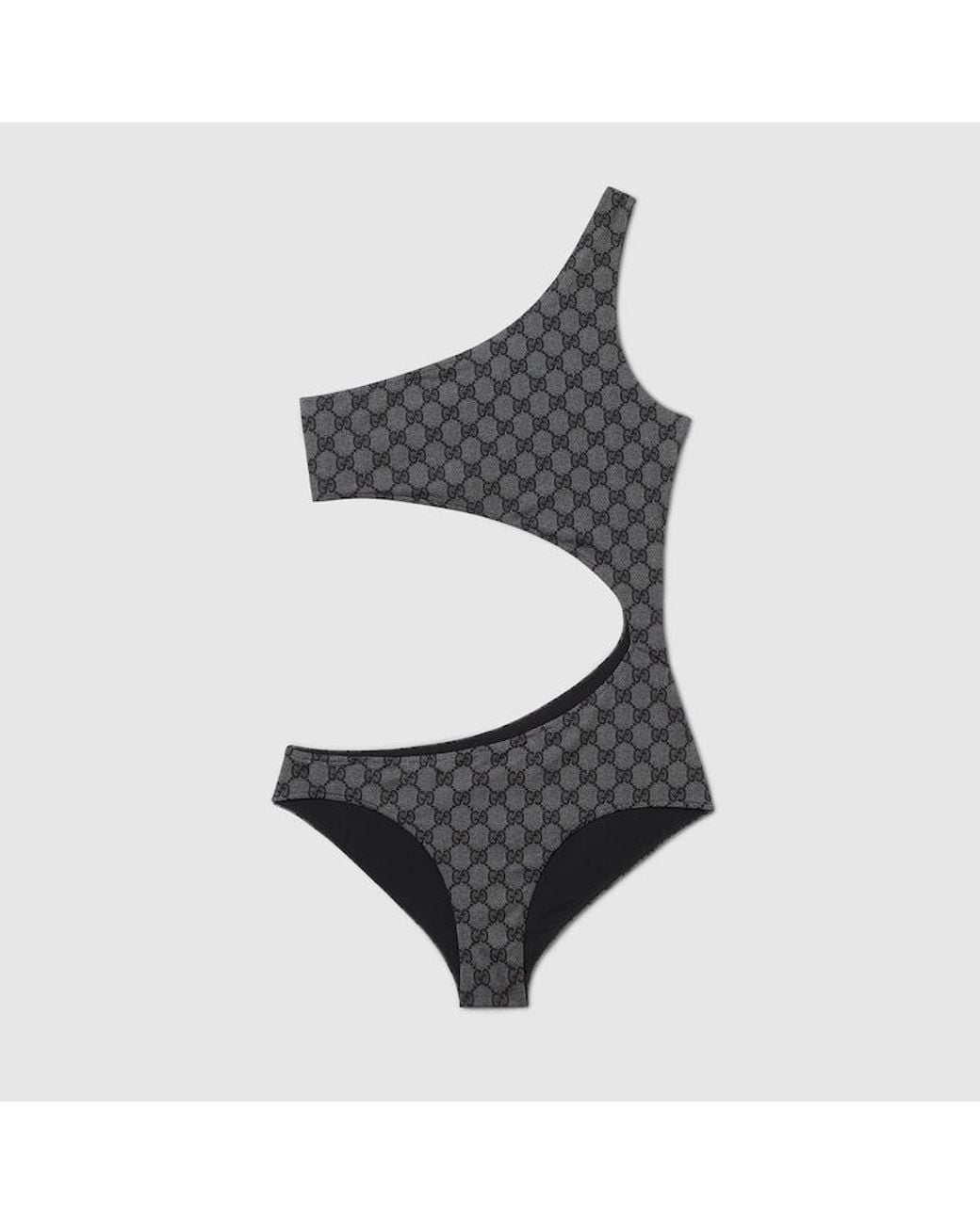 Gucci Gray Printed Gg Stretch Jersey Swimsuit