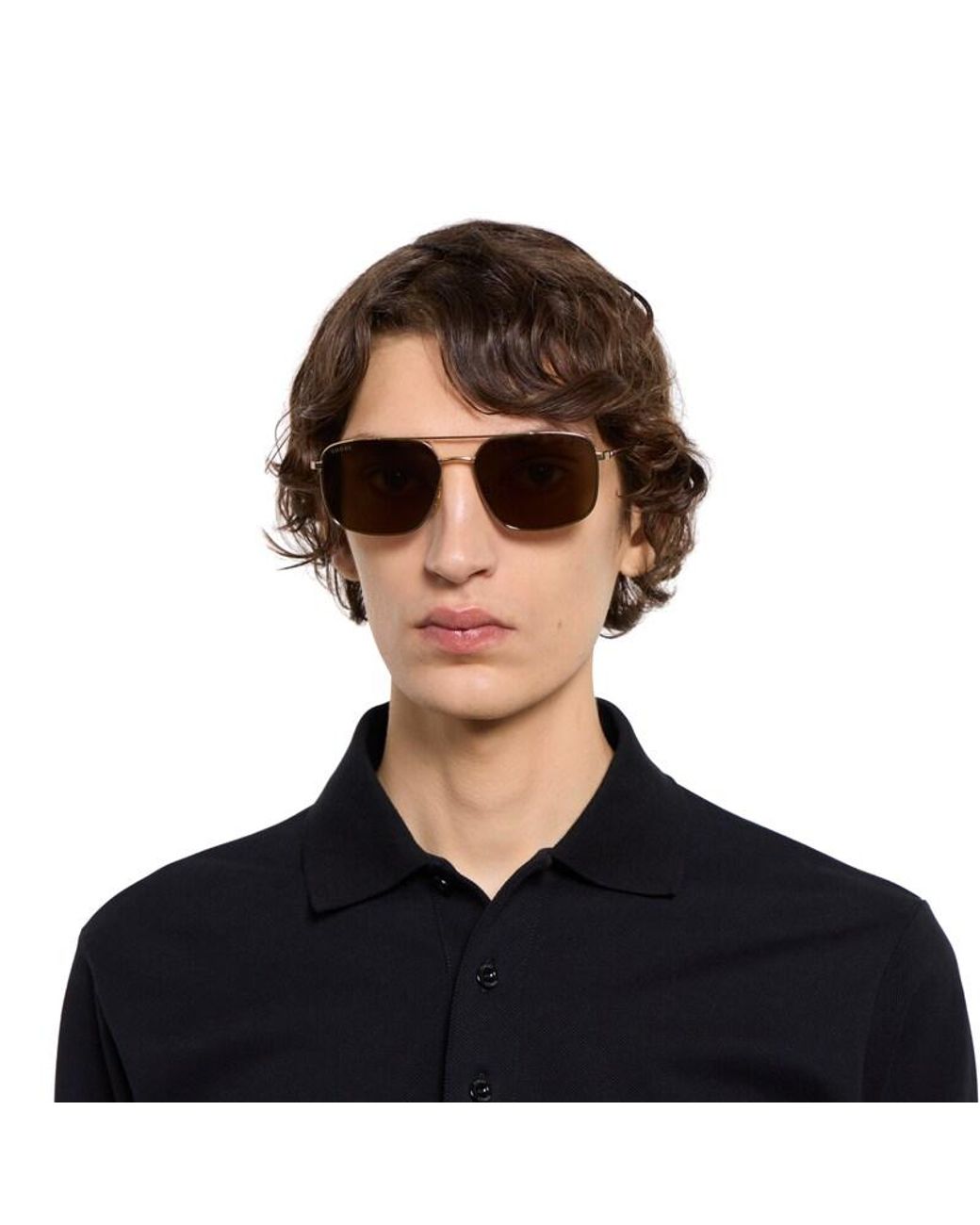 Gucci Brown Specialized Fit Navigator Sunglasses for men