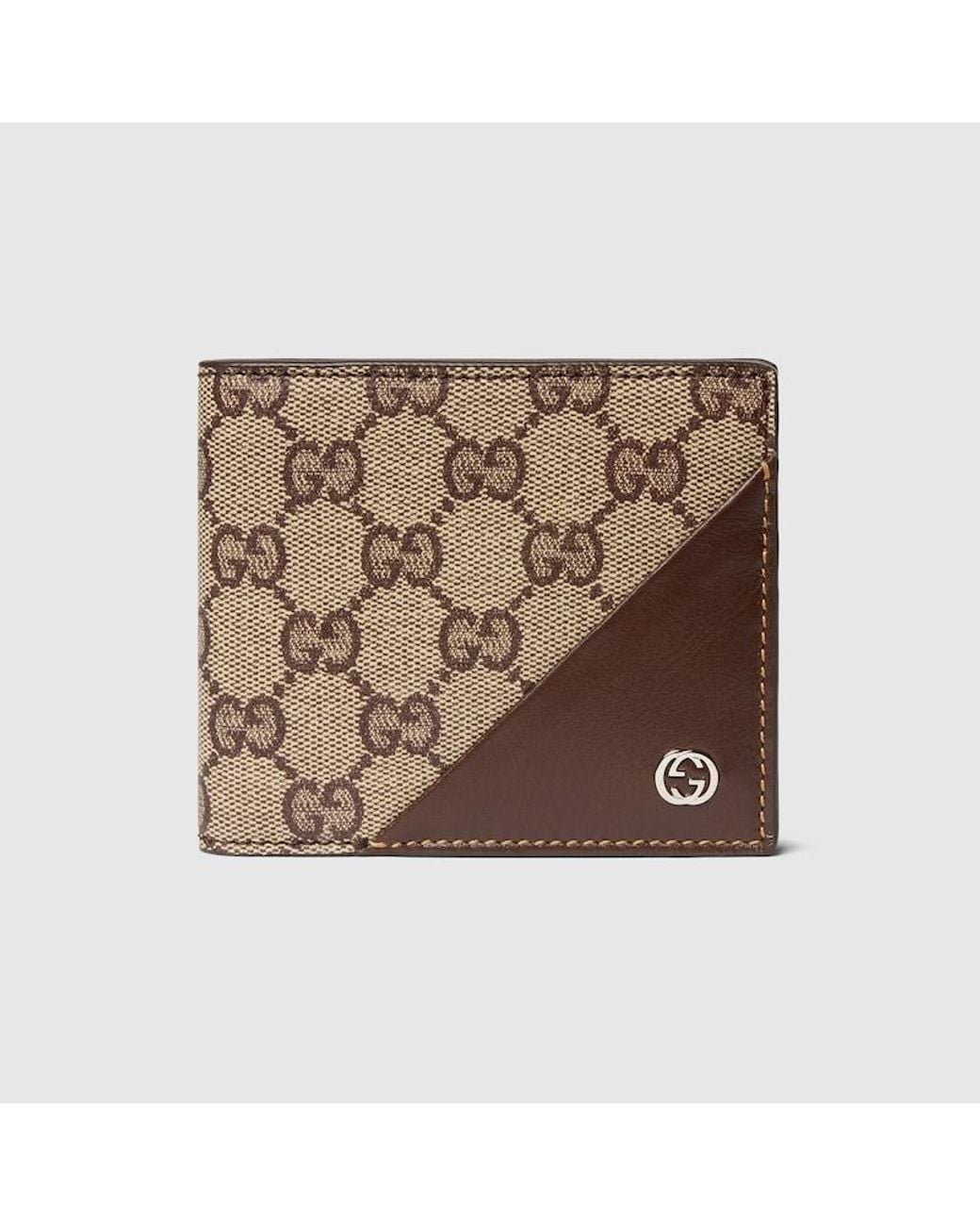 Gucci Brown Bi-Fold Wallet With Interlocking G, Gg Canvas for men