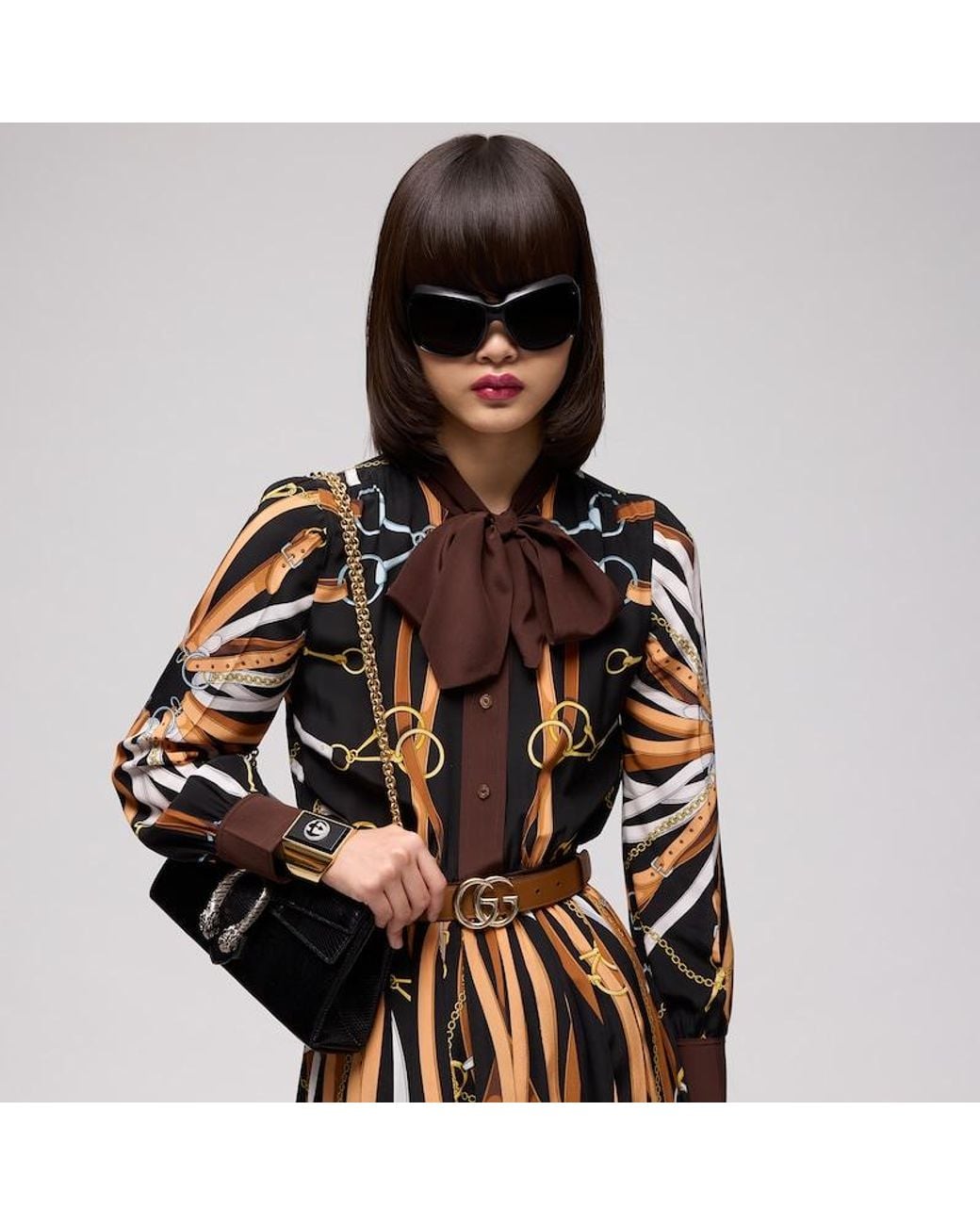 Gucci Brown Gg Marmont Thin Belt, Size 65
