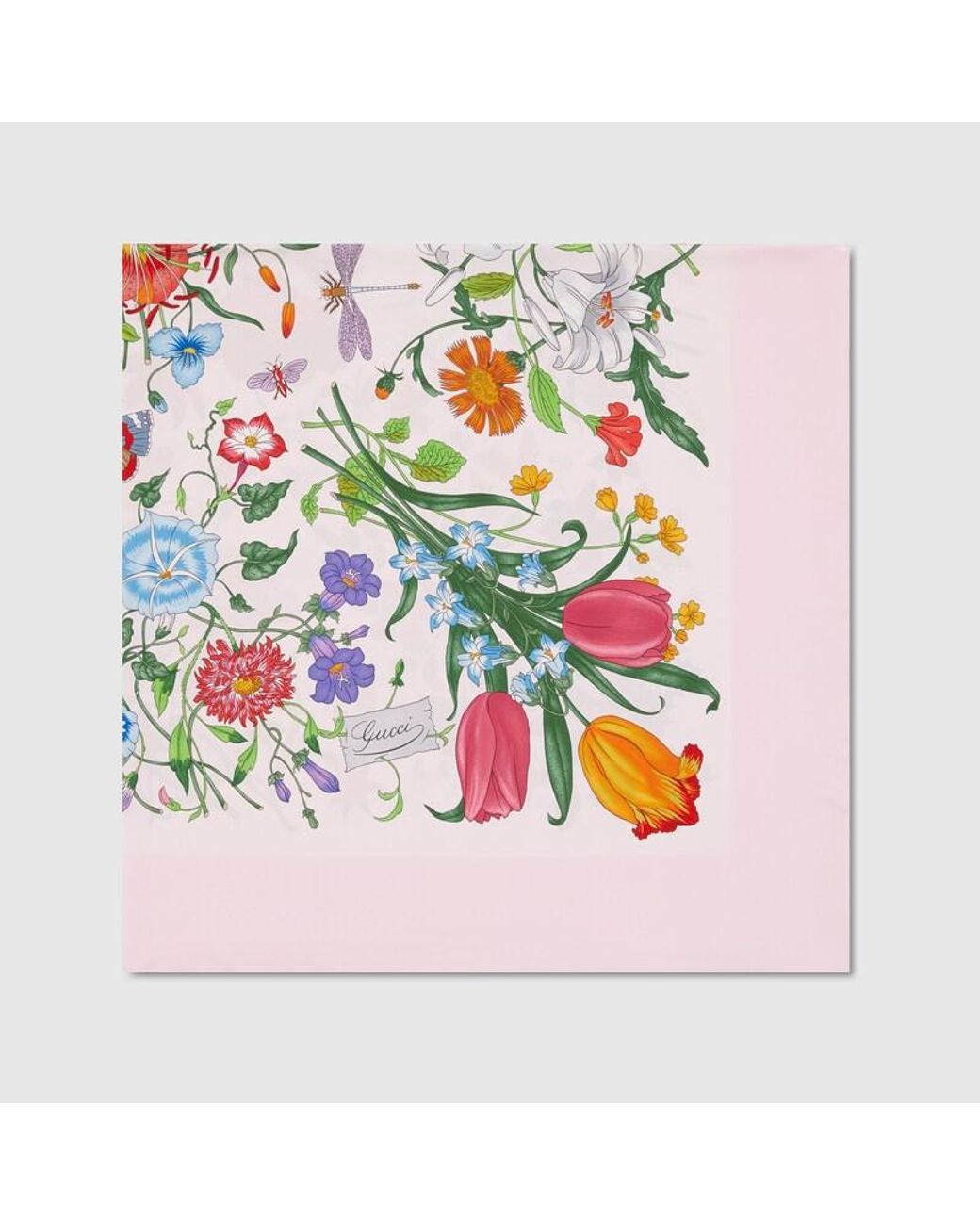 Gucci Pink "Flora" Silk Scarf