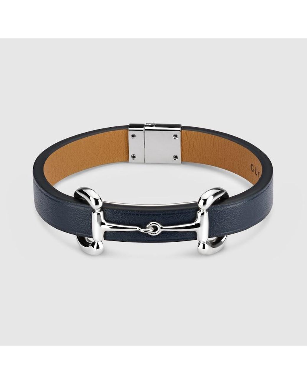 Gucci Blue Leather Bracelet With Horsebit