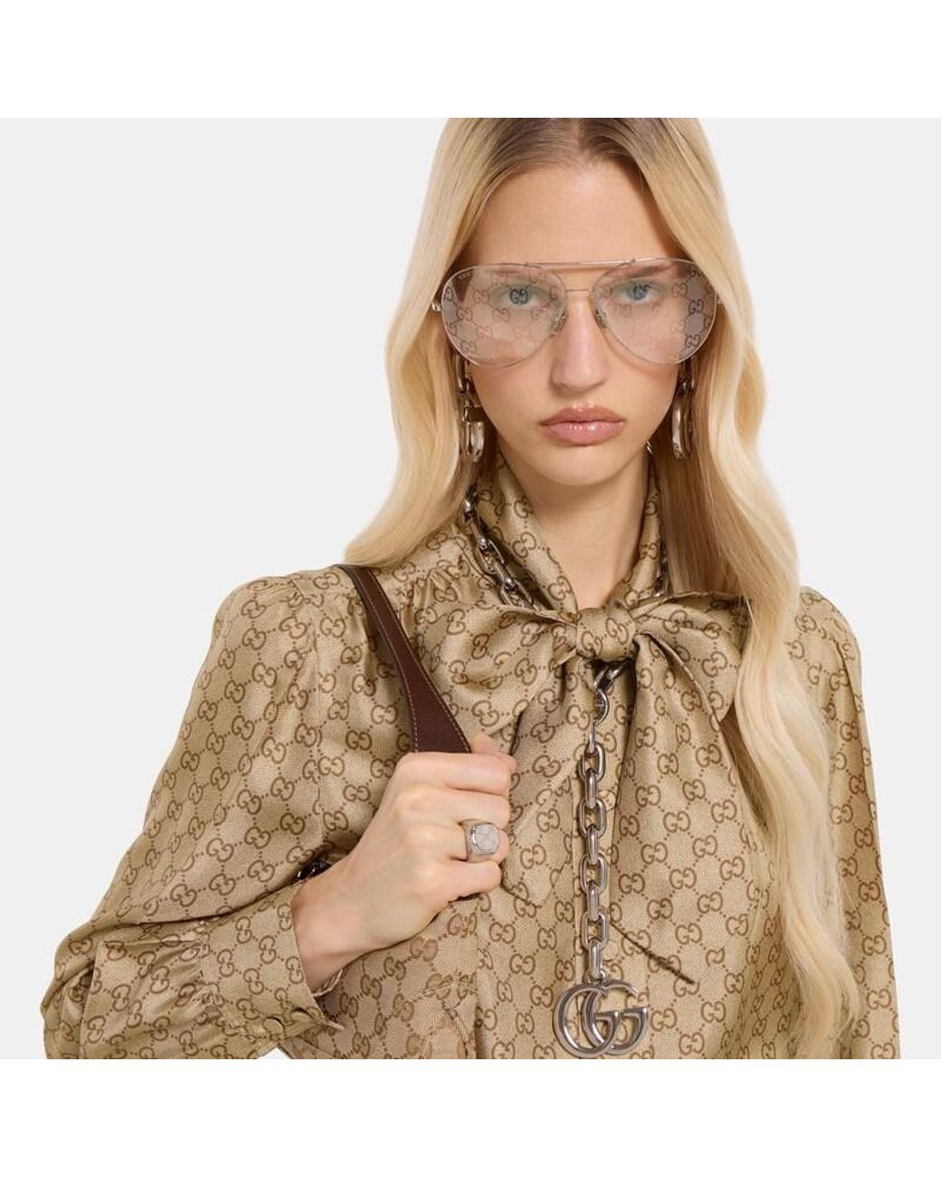 Gucci Metallic Gg Motif Signet Ring